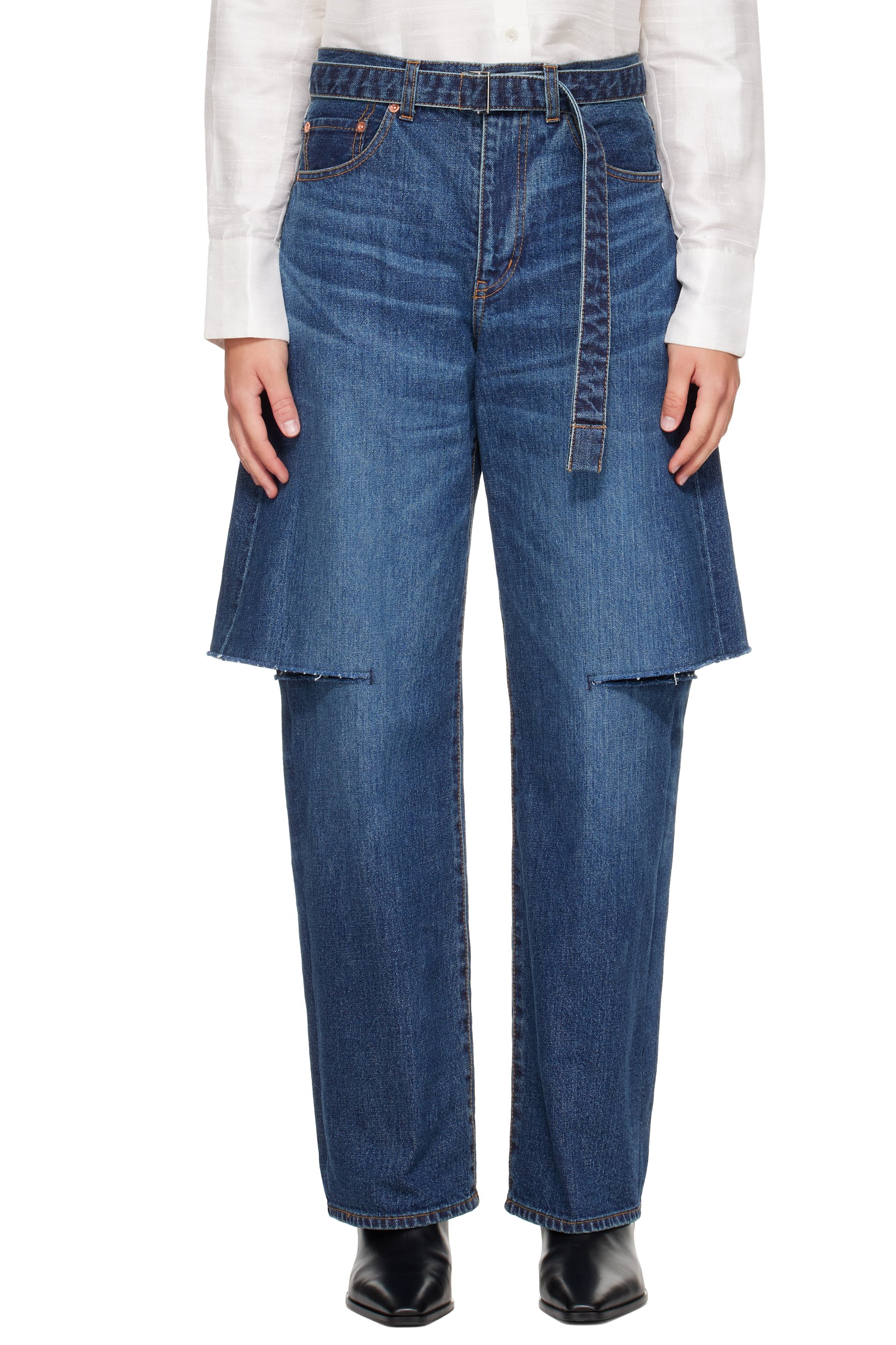 sacai - Blue Belted Jeans