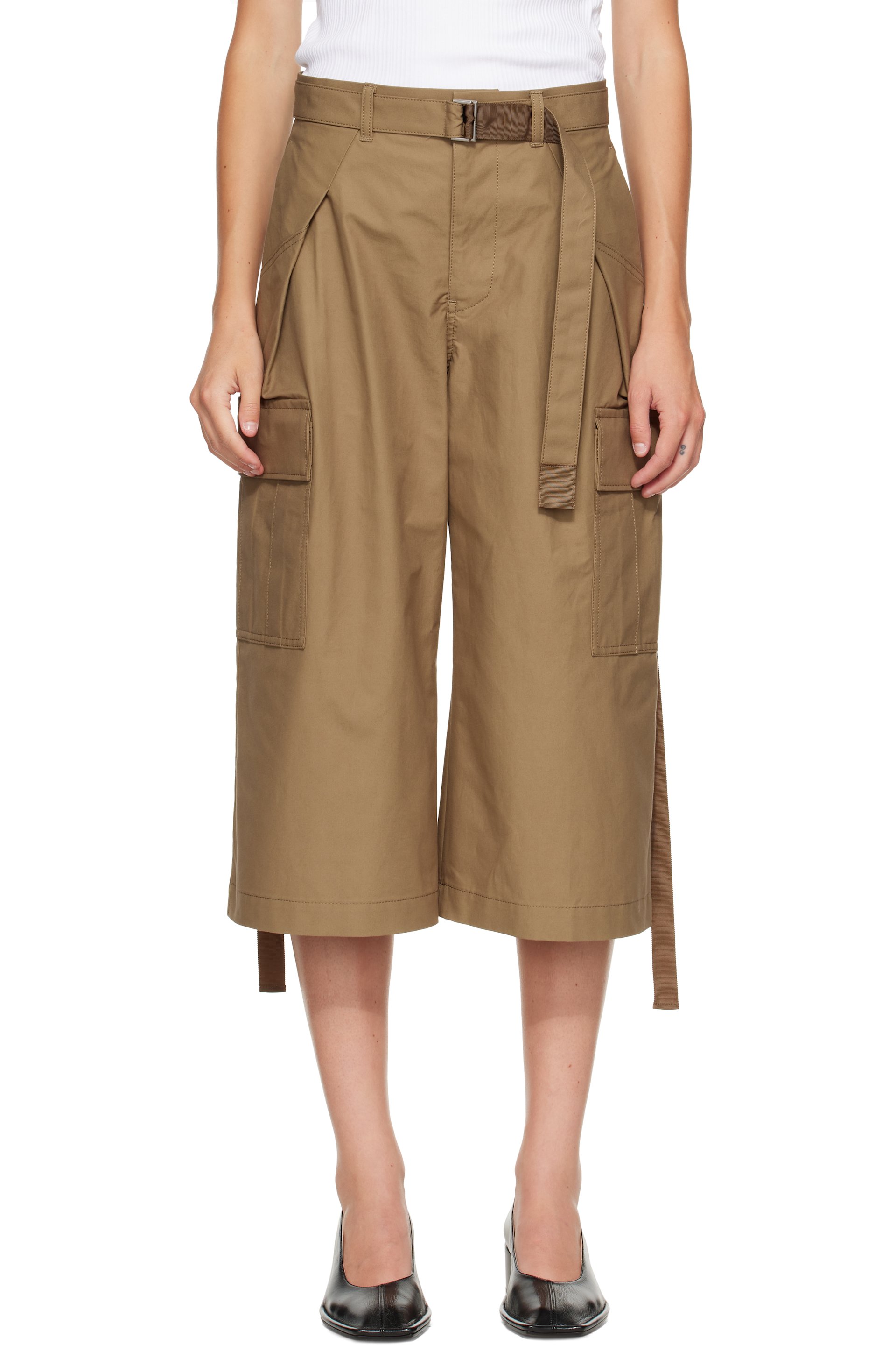 sacai - Khaki Cotton Weather Cargo Shorts