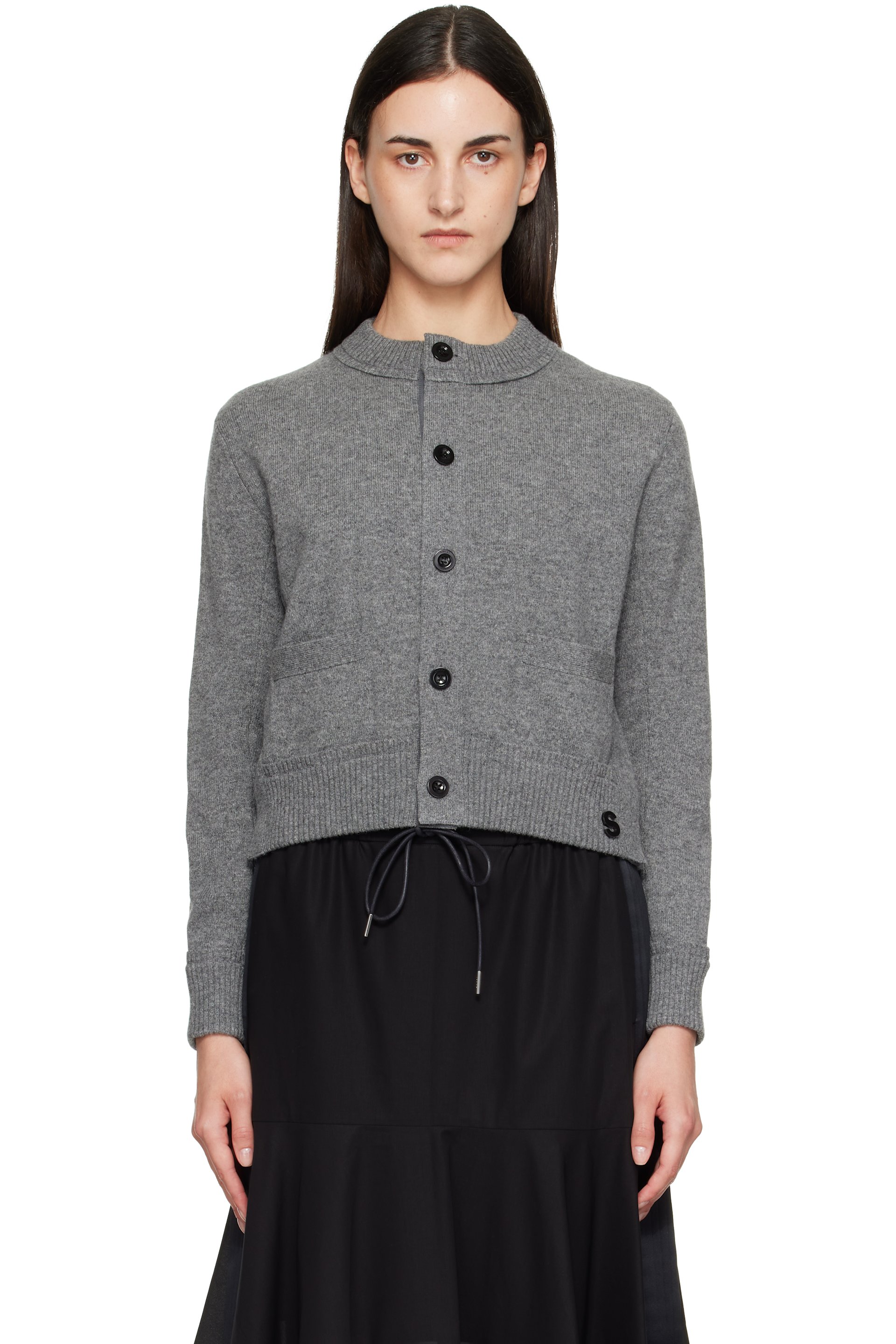 sacai - Gray Wool Knit Cardigan