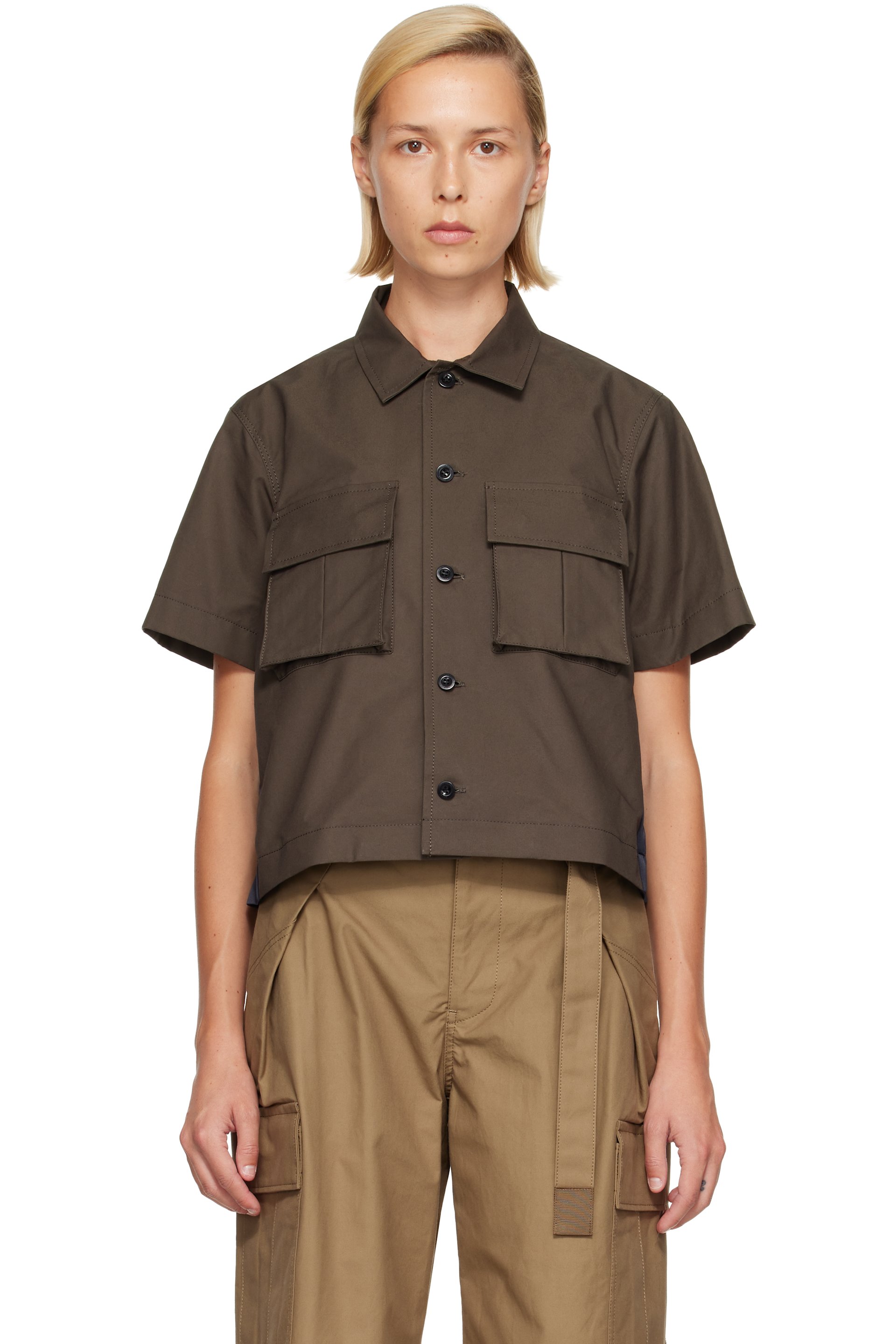 sacai - Khaki & Navy Cotton Weather Shirt