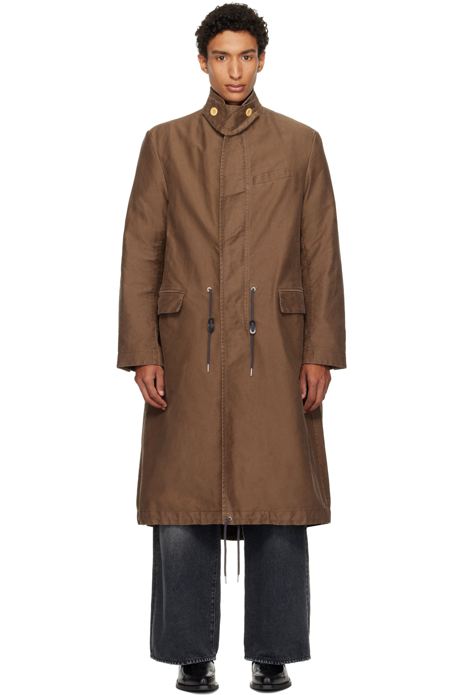 sacai - 棕色 Sueded Cotton 大衣