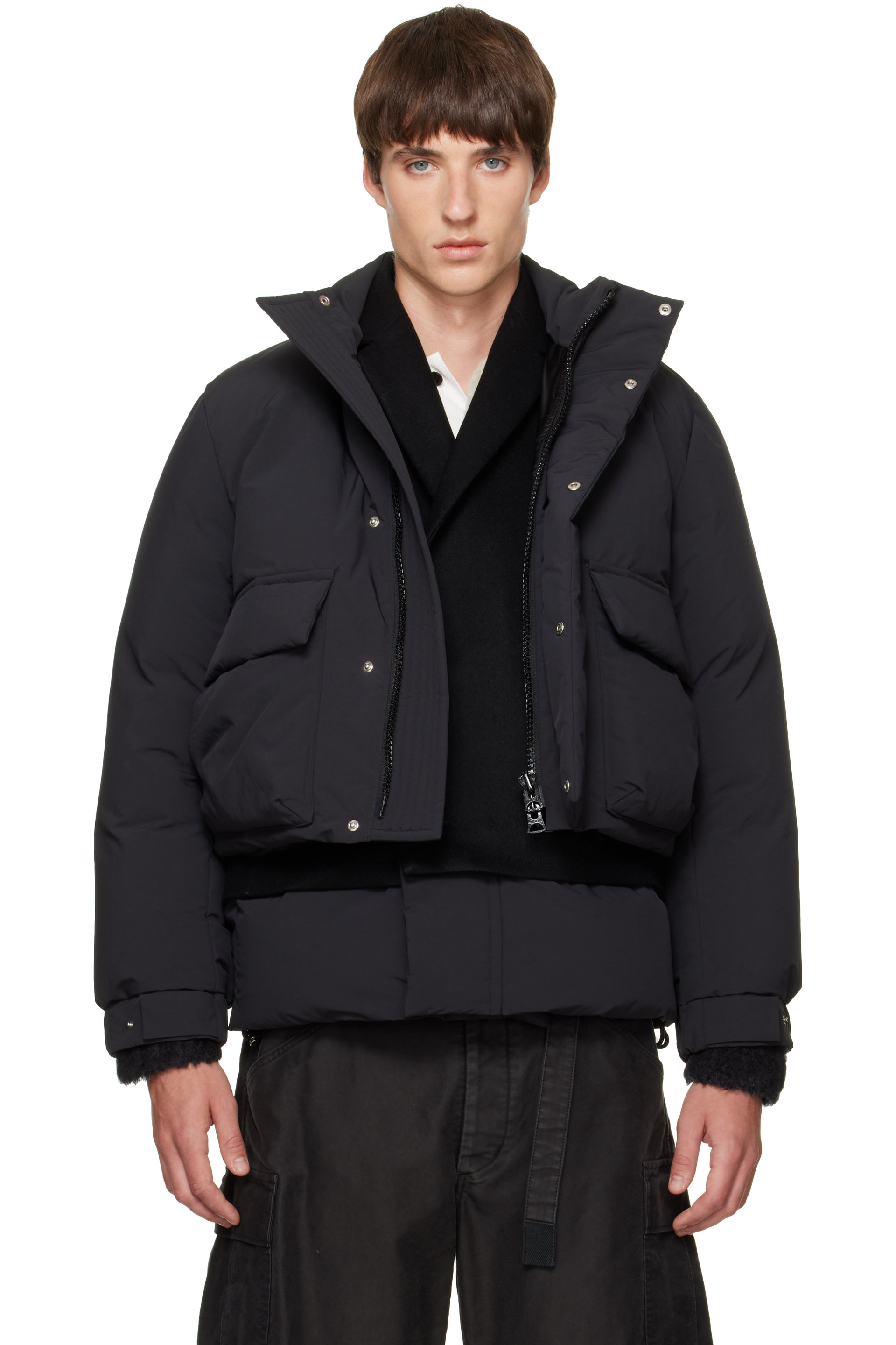 sacai - Blouson noir rembourré en duvet