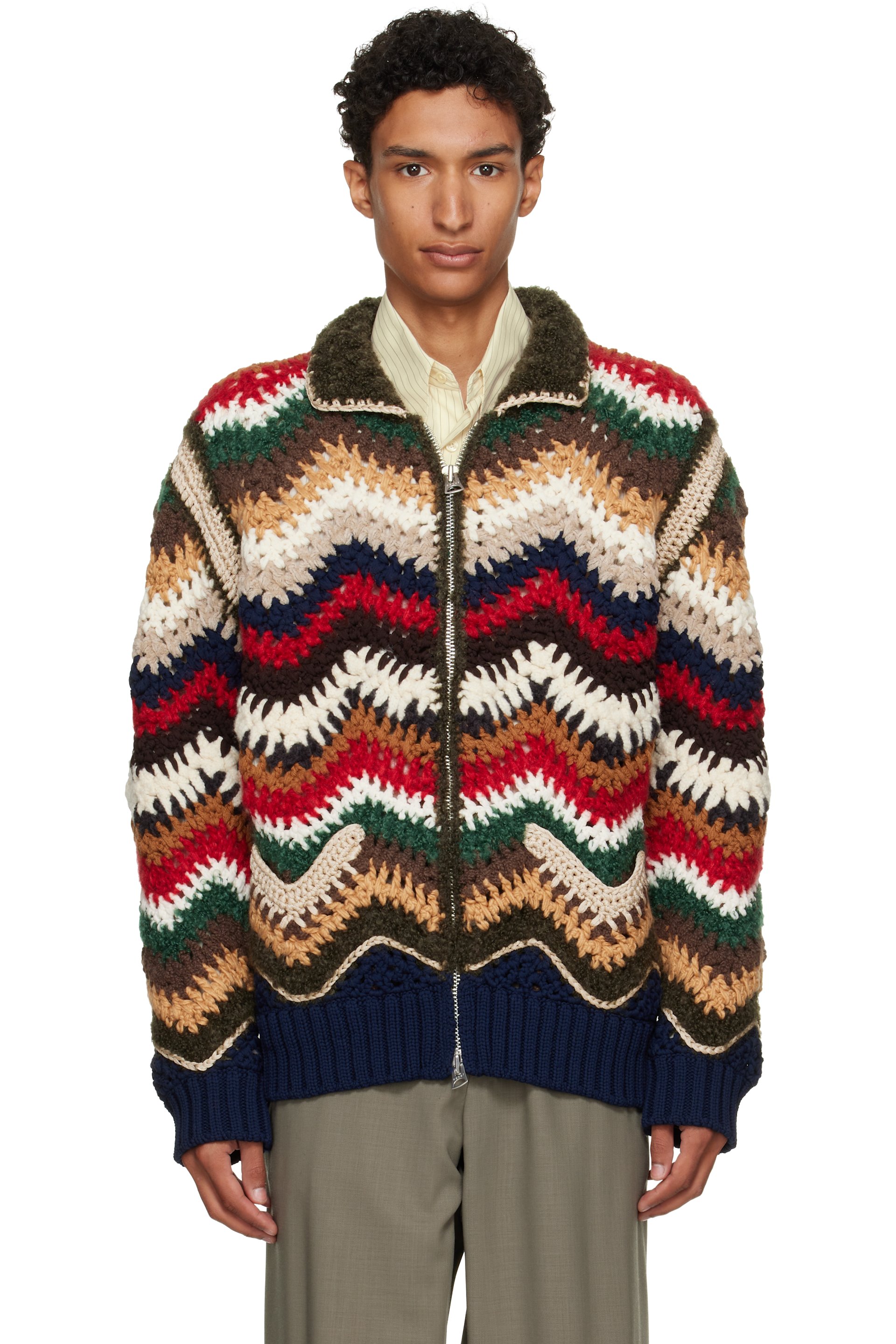 sacai - Multicolor Mix Crochet Knit Blouson Jacket