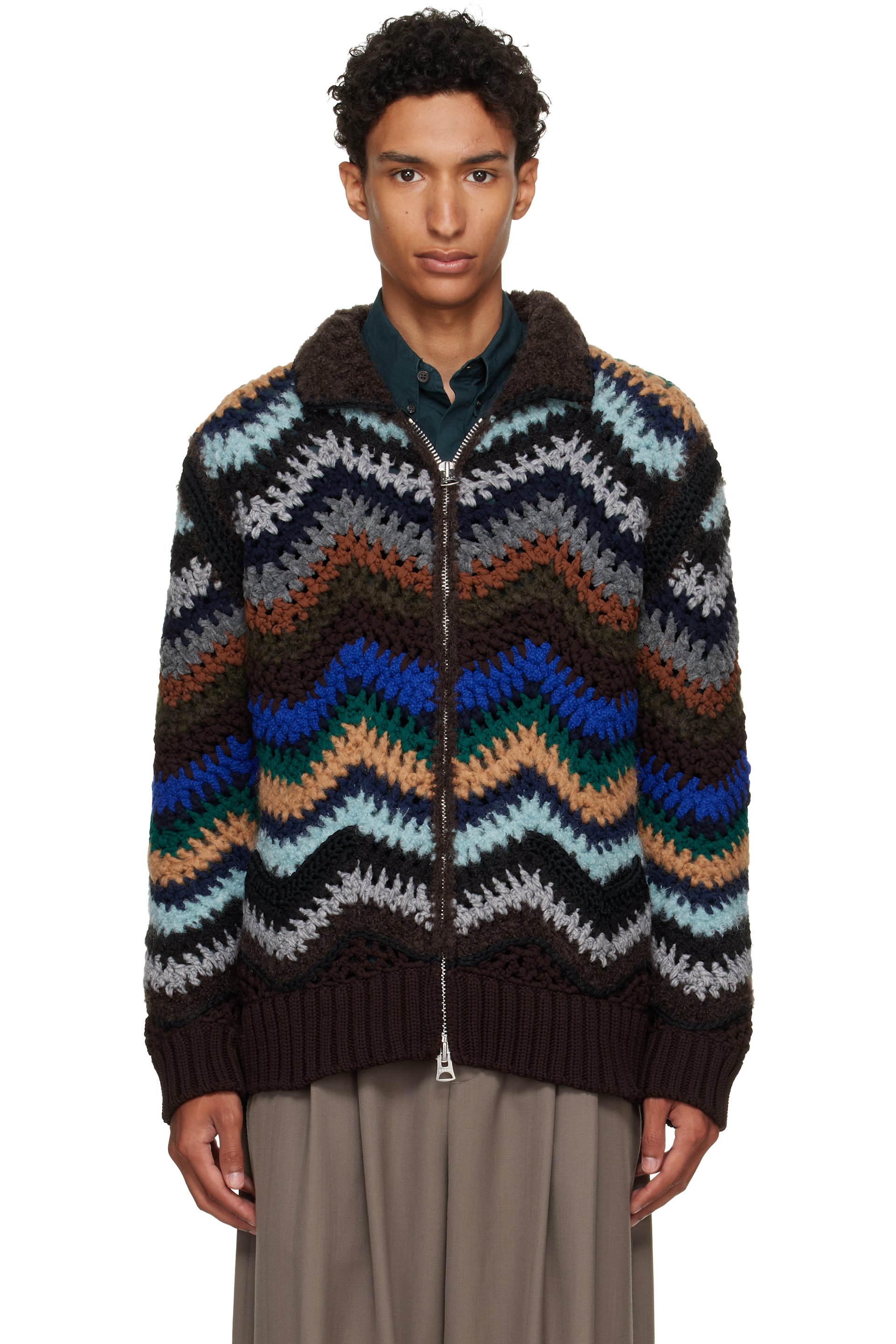 sacai - Multicolor Mix Crochet Knit Blouson Jacket