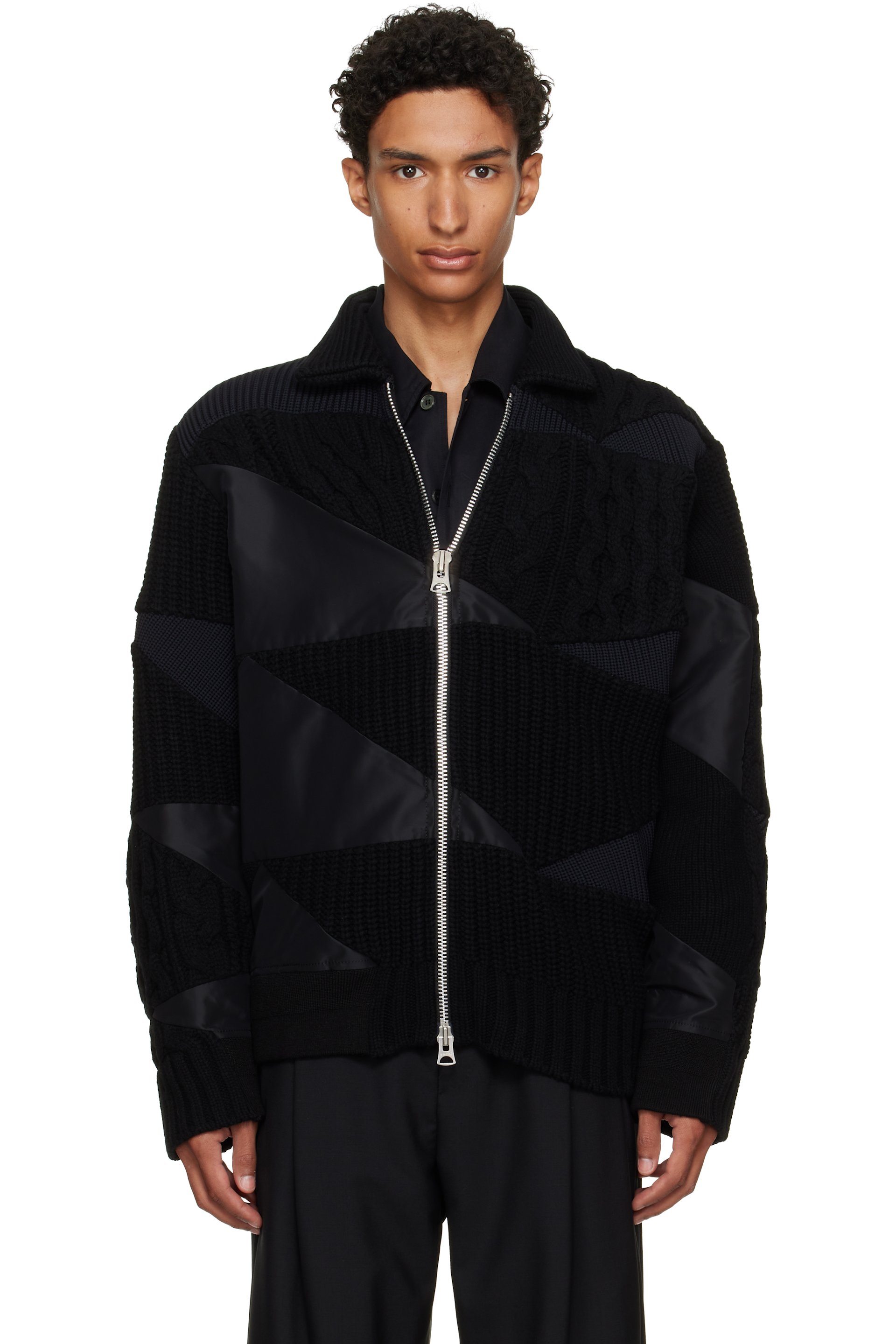 sacai - Black A.P.C. Edition Quilts Knit Blouson Jacket