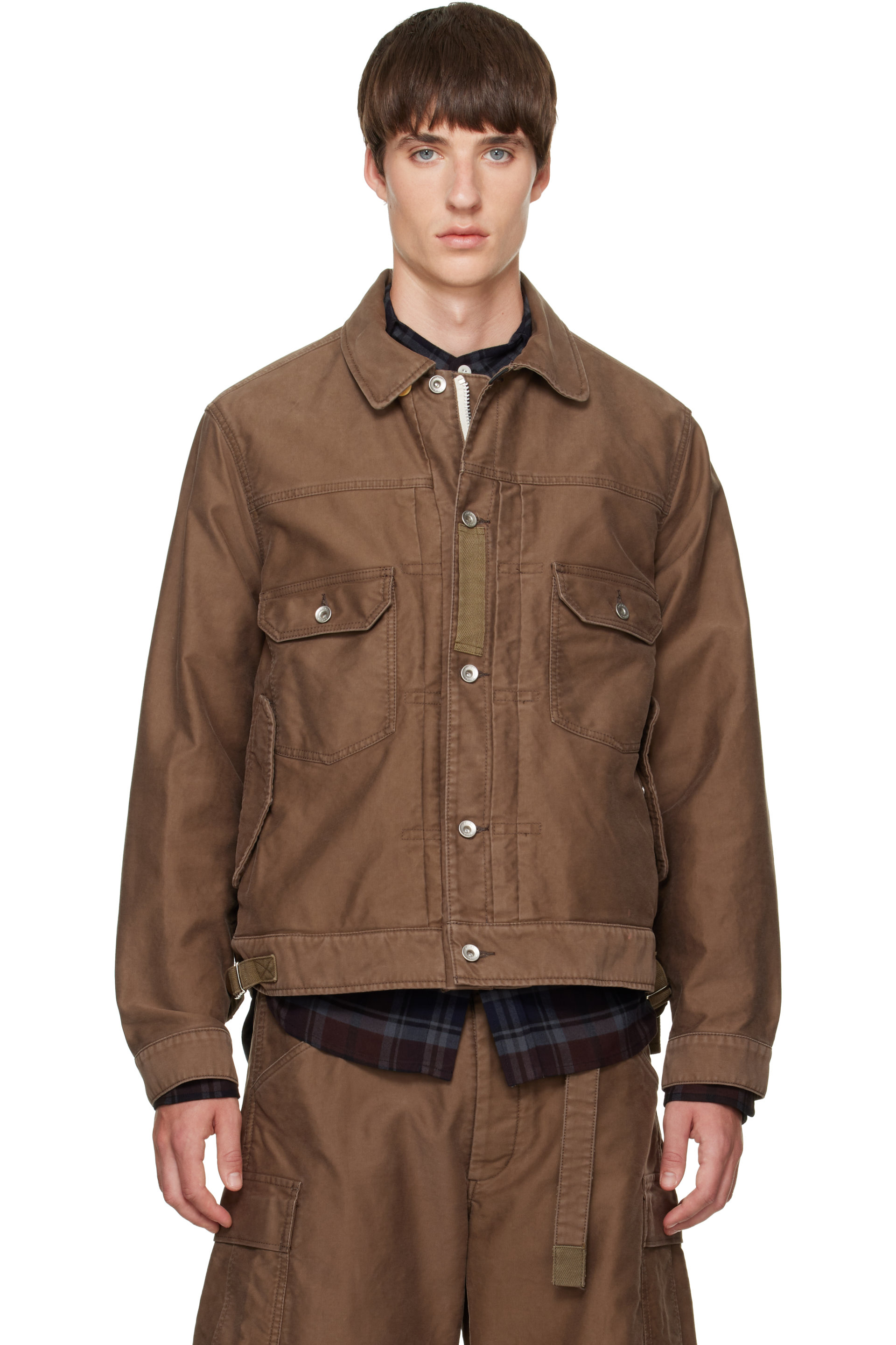 sacai - Brown Sueded Cotton Jacket