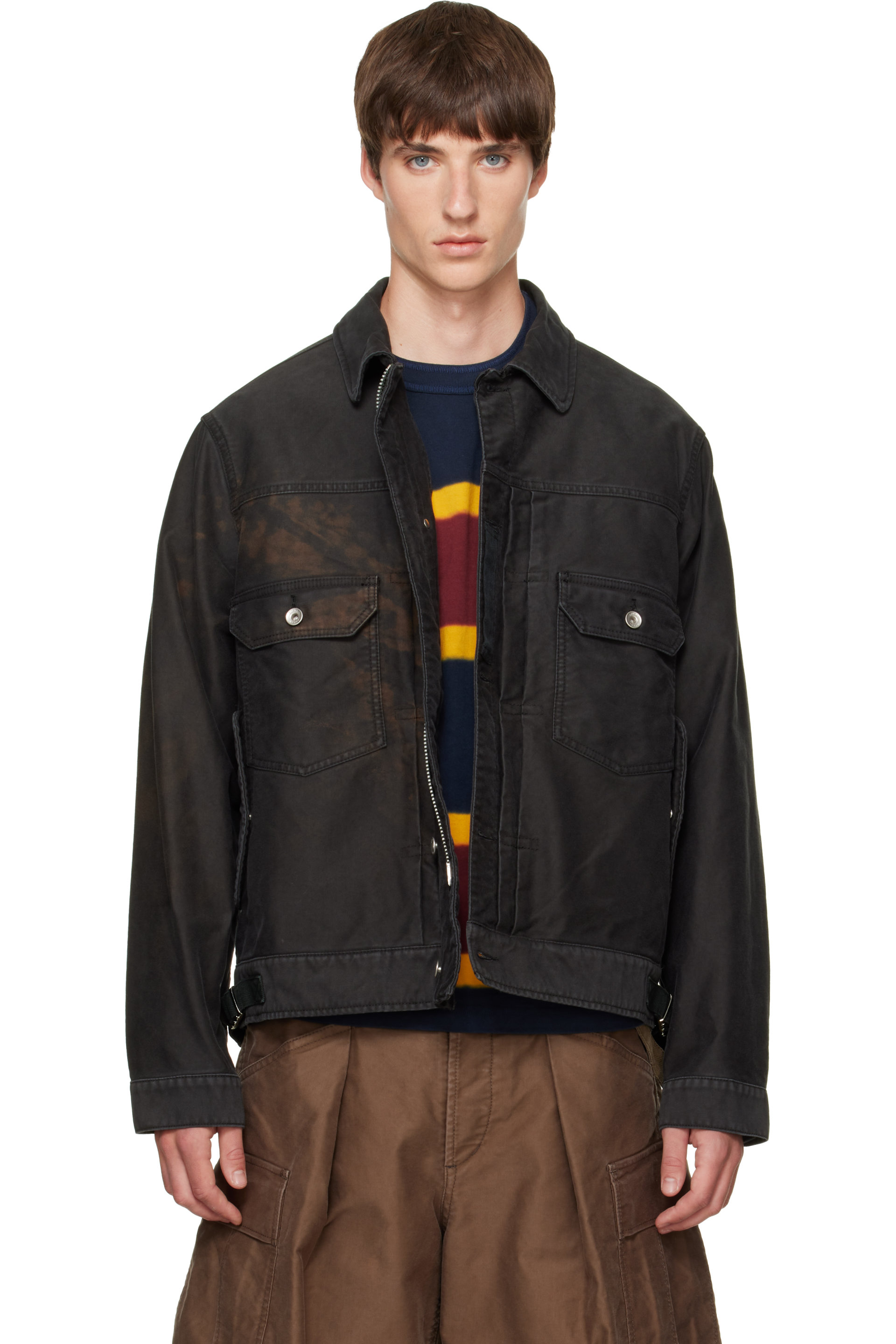 sacai - Black Sueded Cotton Jacket