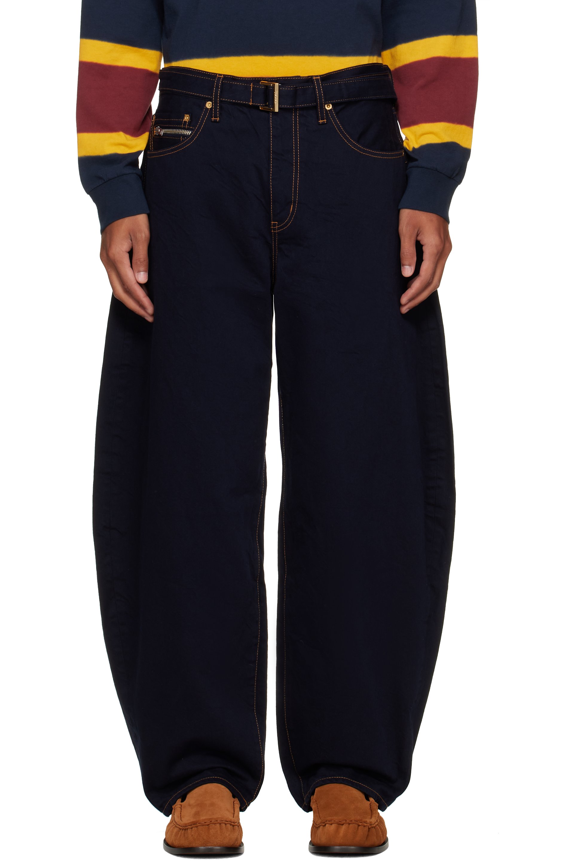 sacai - Navy Belted Jeans