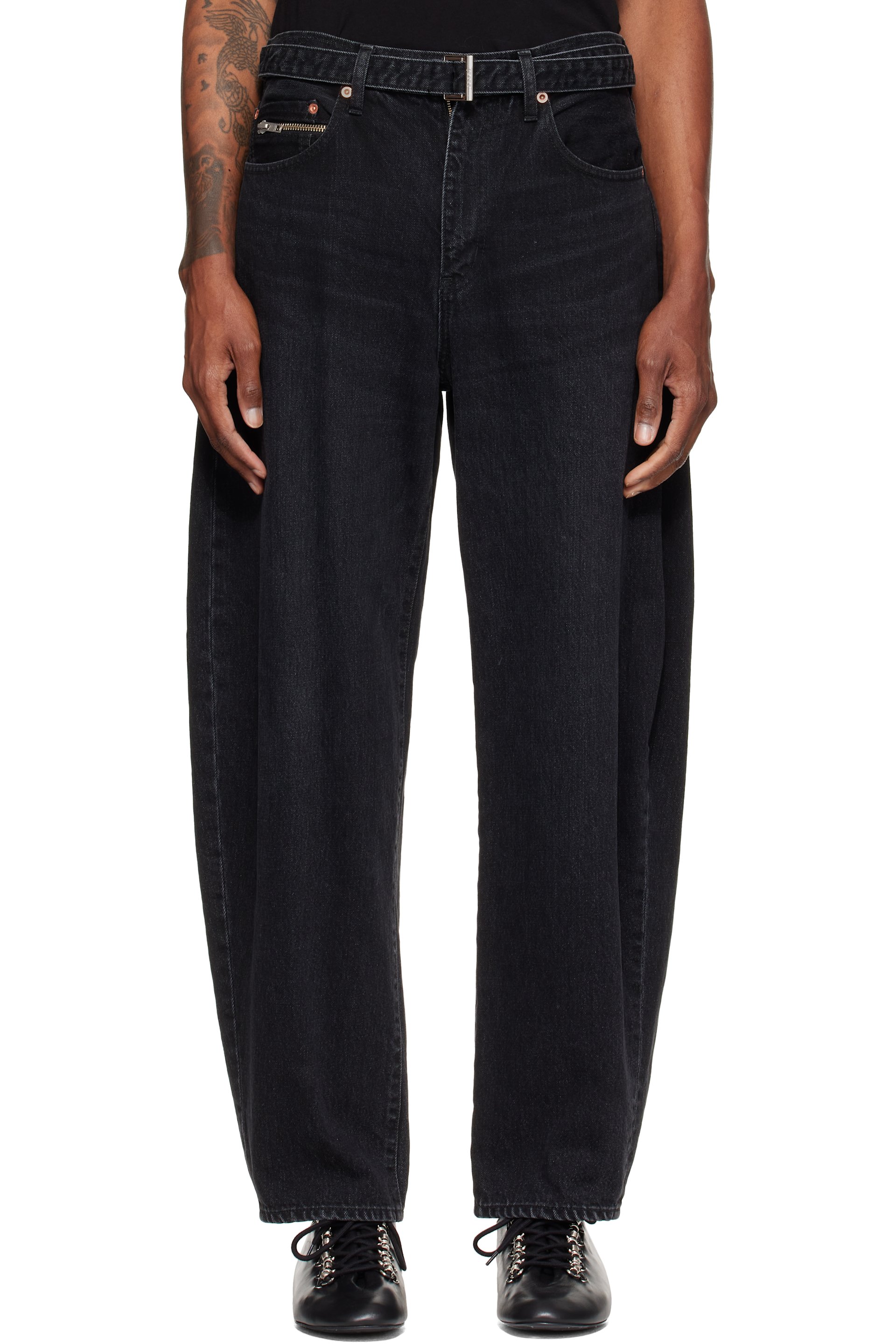 sacai - Jean noir à ceinture