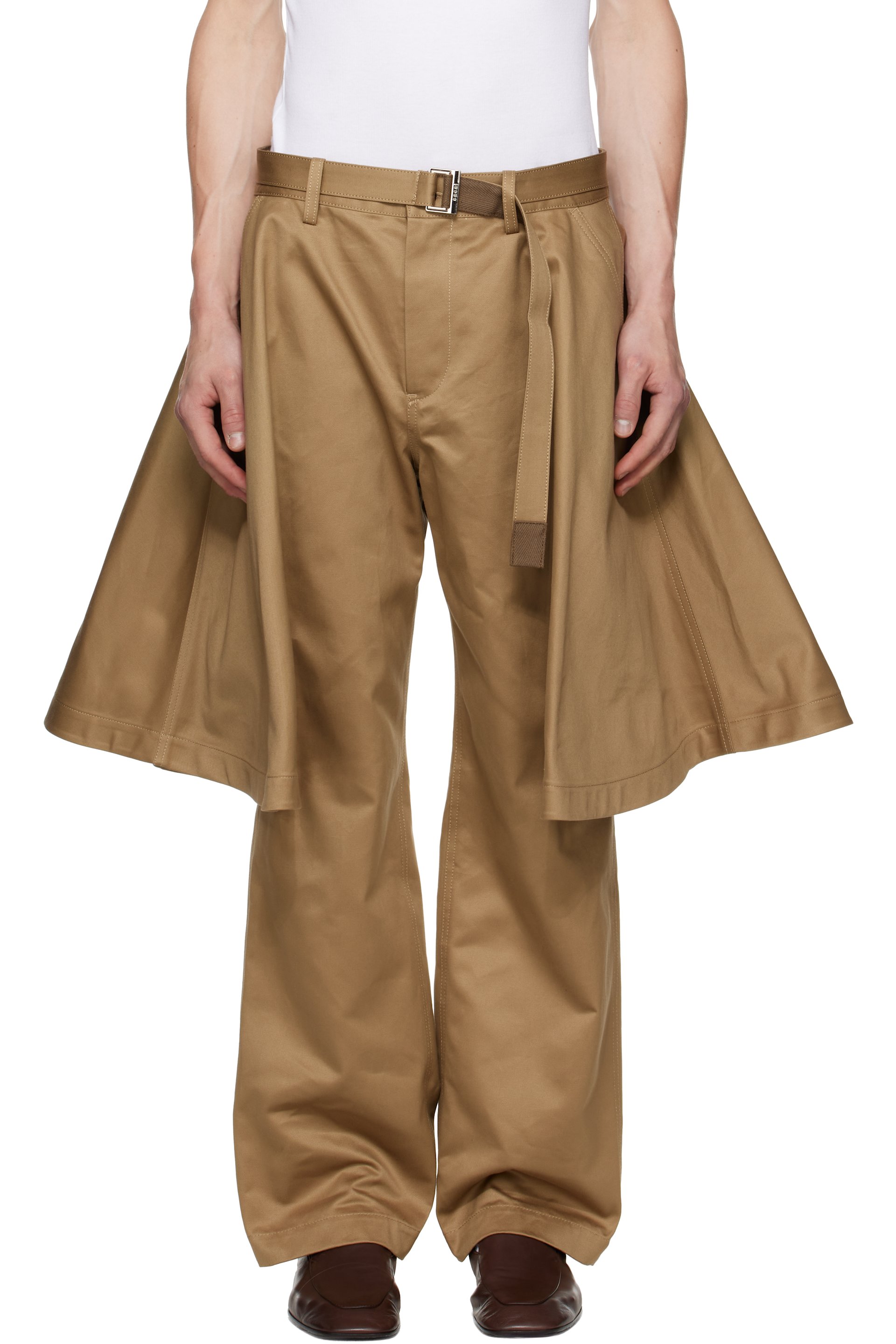 sacai - Beige Cotton Chino Trousers