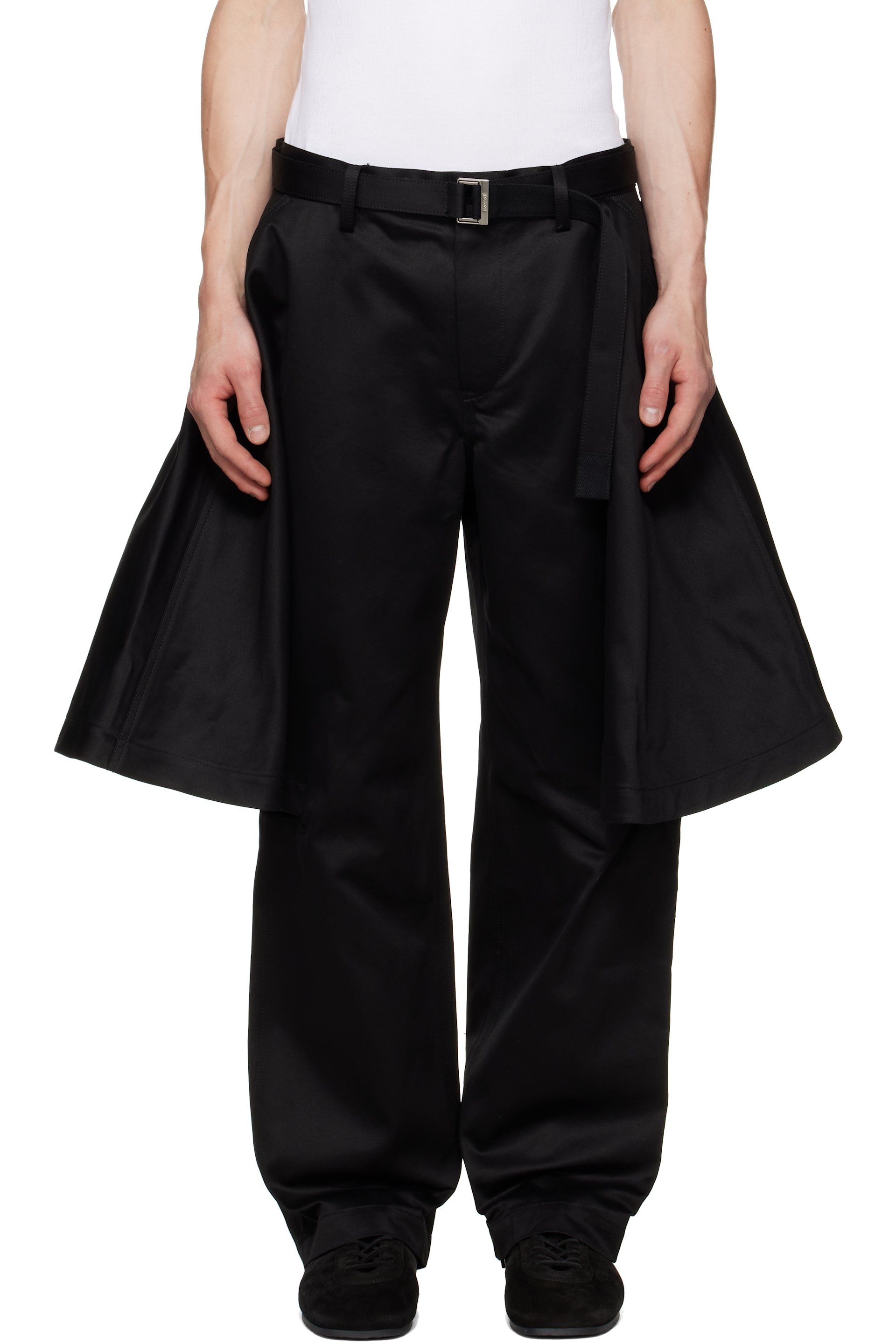 sacai - Black Cotton Chino Trousers
