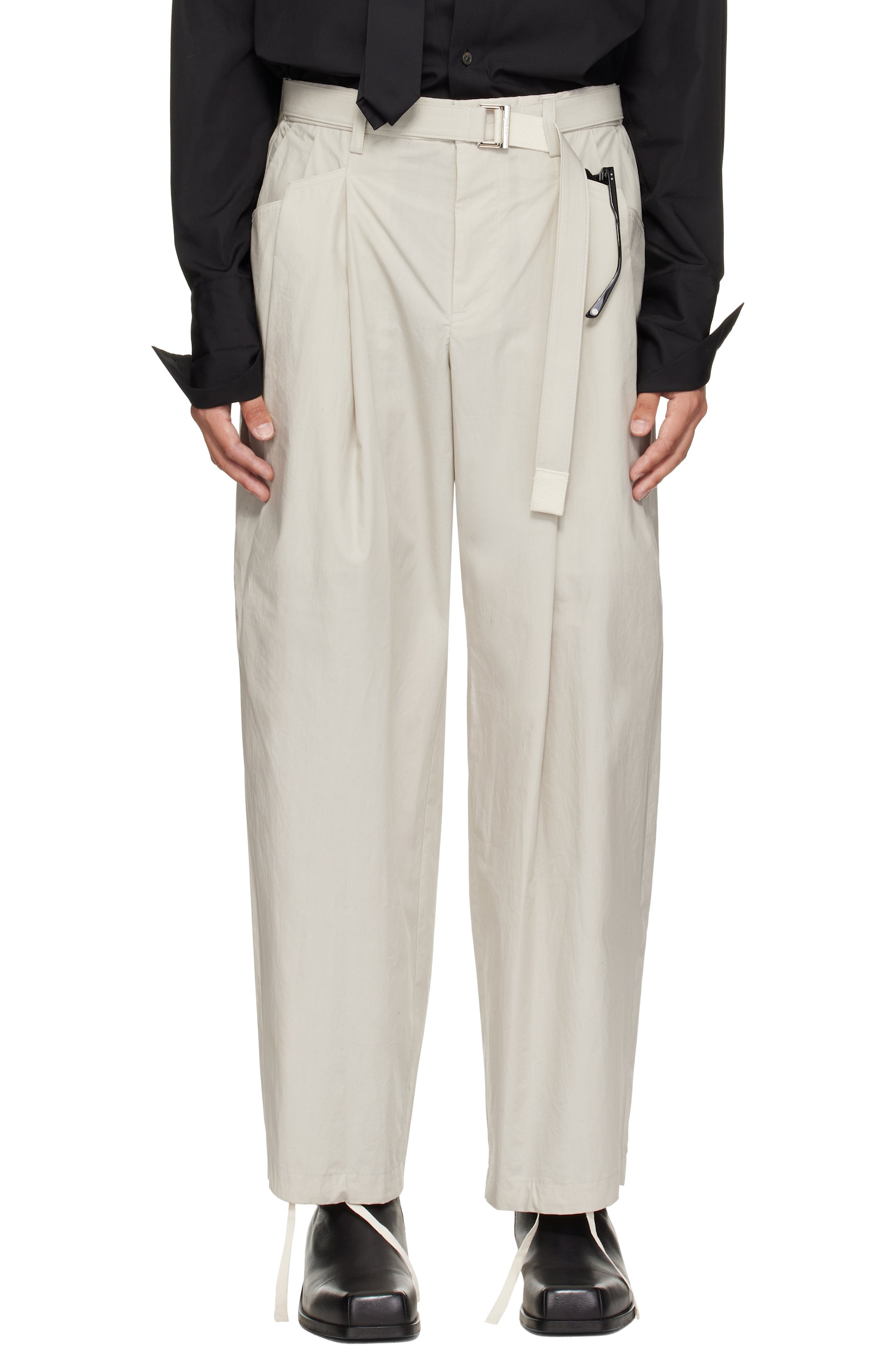 sacai - Pantalon Typewriter blanc cassé