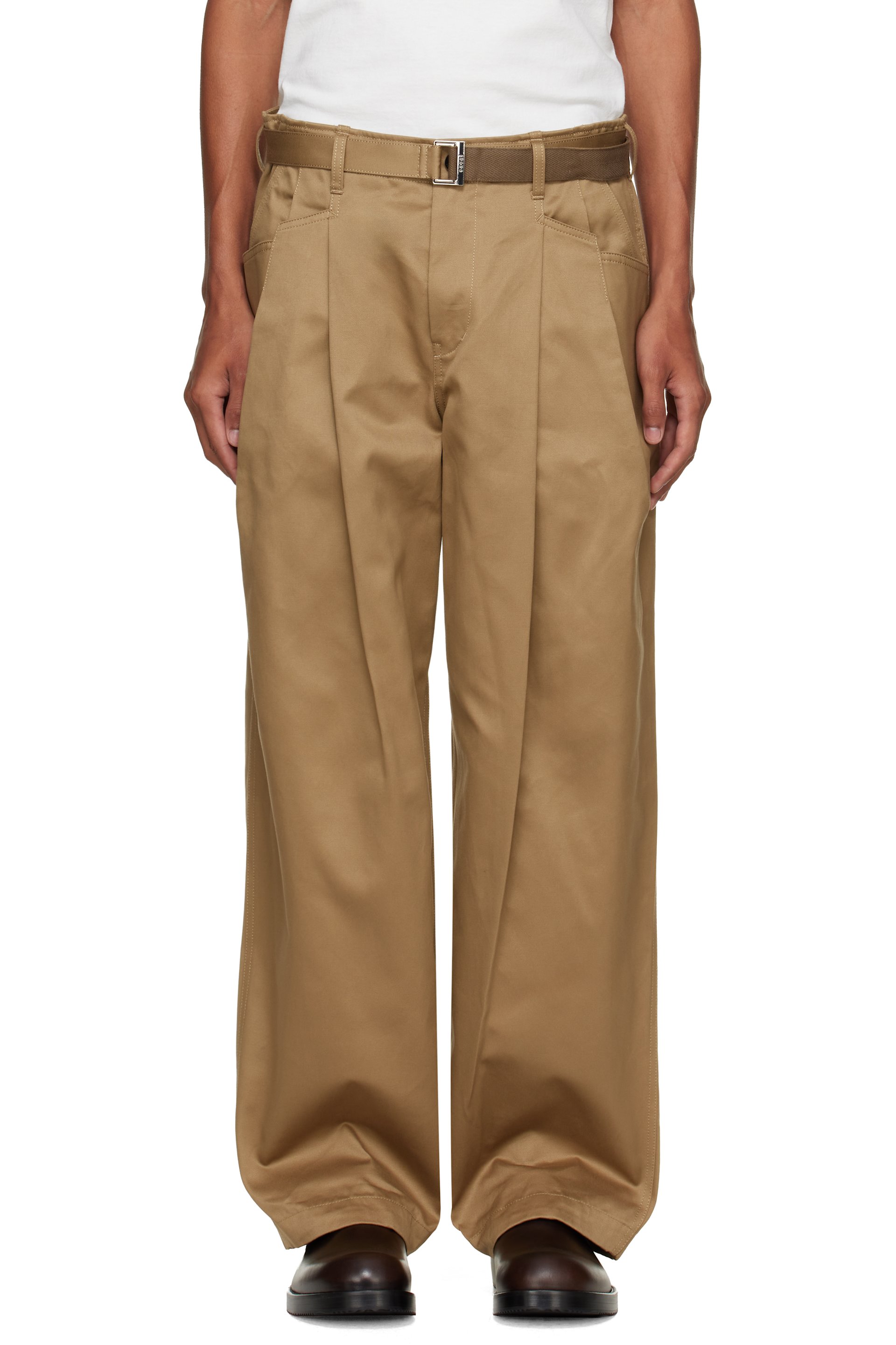 sacai - Beige Cotton Chino Trousers
