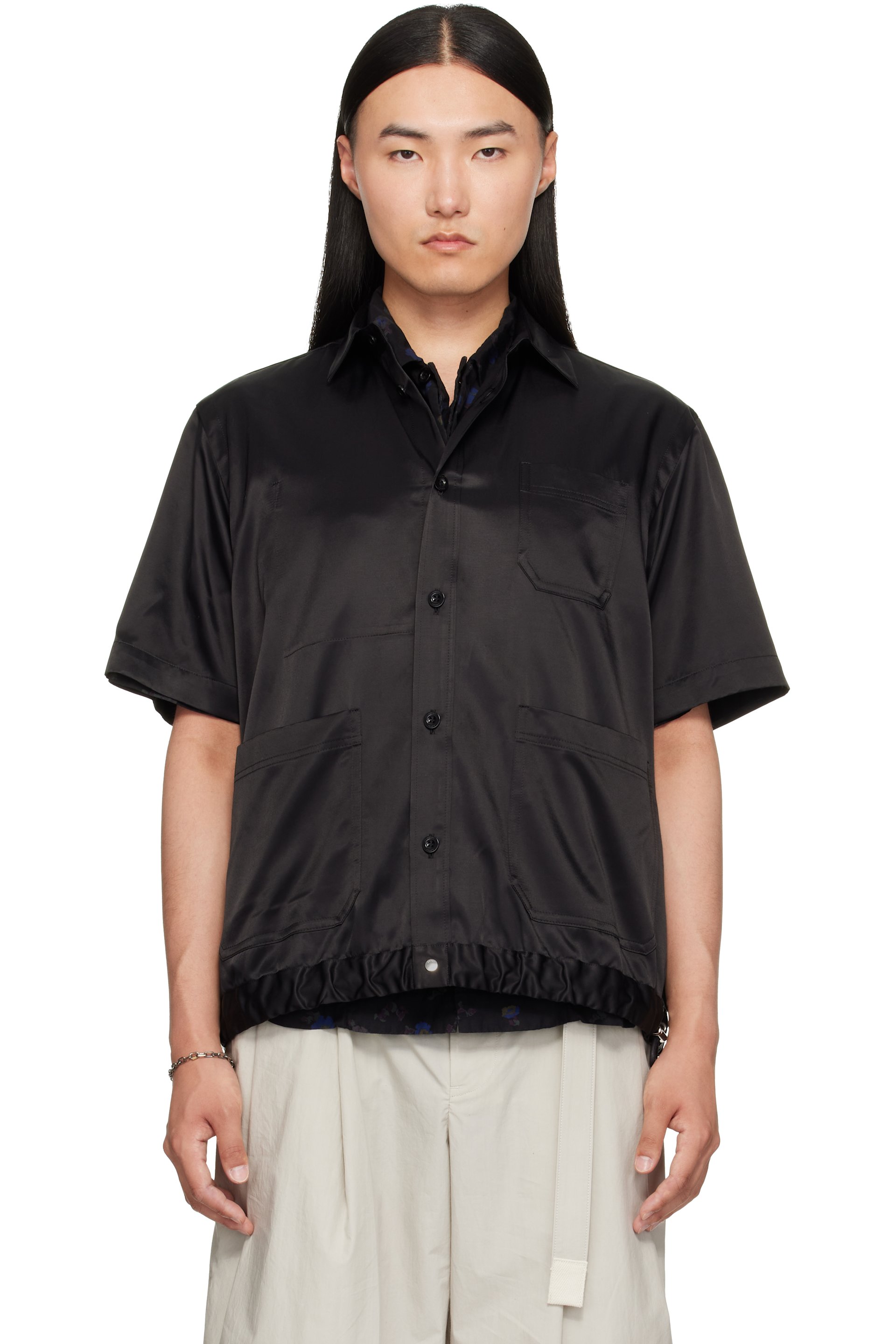 sacai - Black Rayon Cotton Twill Shirt