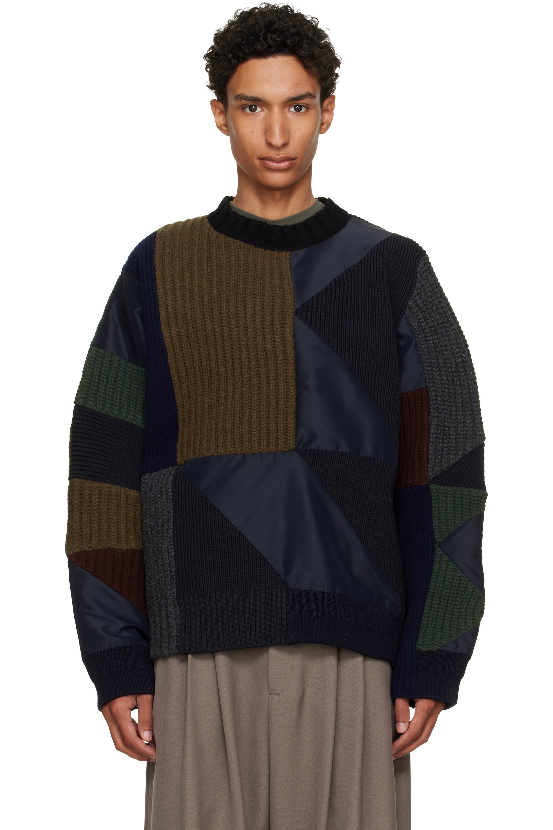 sacai - Multicolor A.P.C. Edition Quilts Knit Sweater