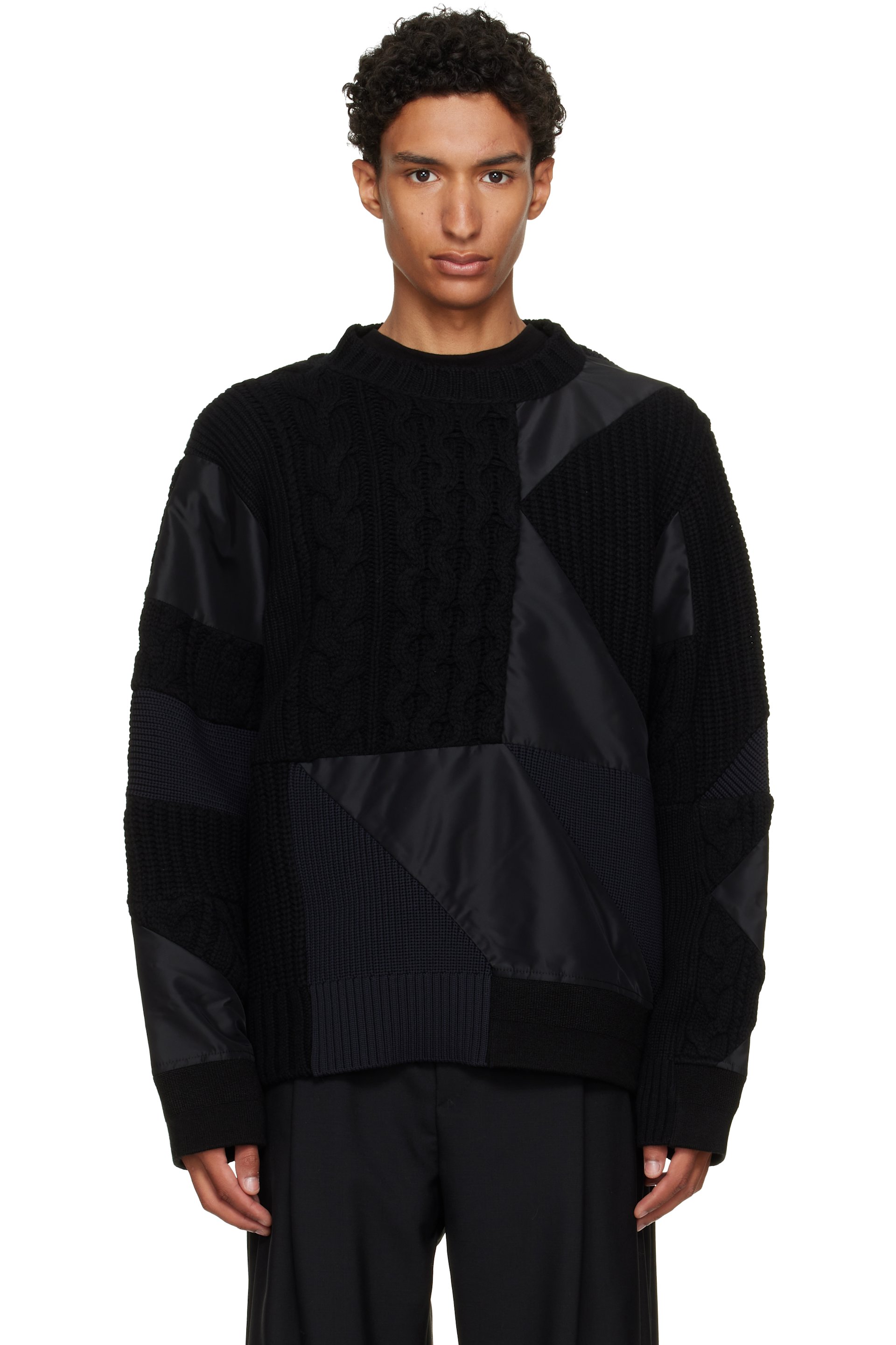 sacai - Black A.P.C. Edition Quilts Knit Sweater