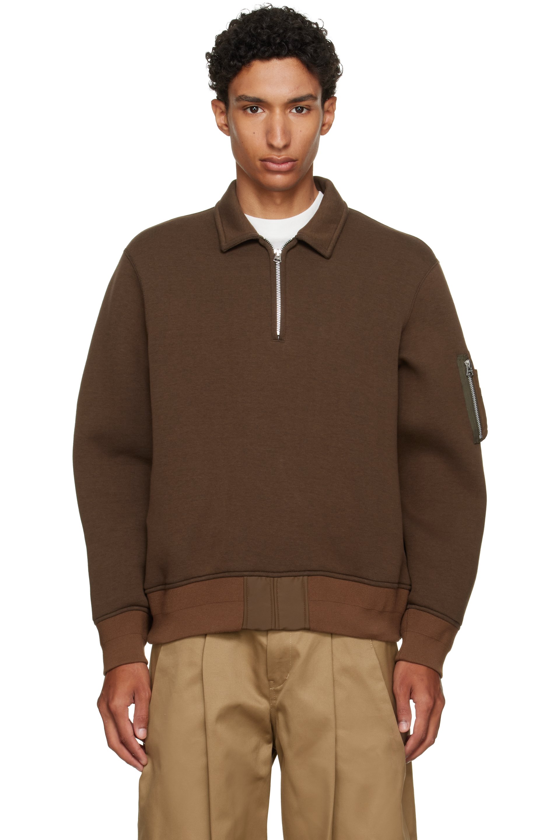 sacai - Brown Sponge Sweat Polo