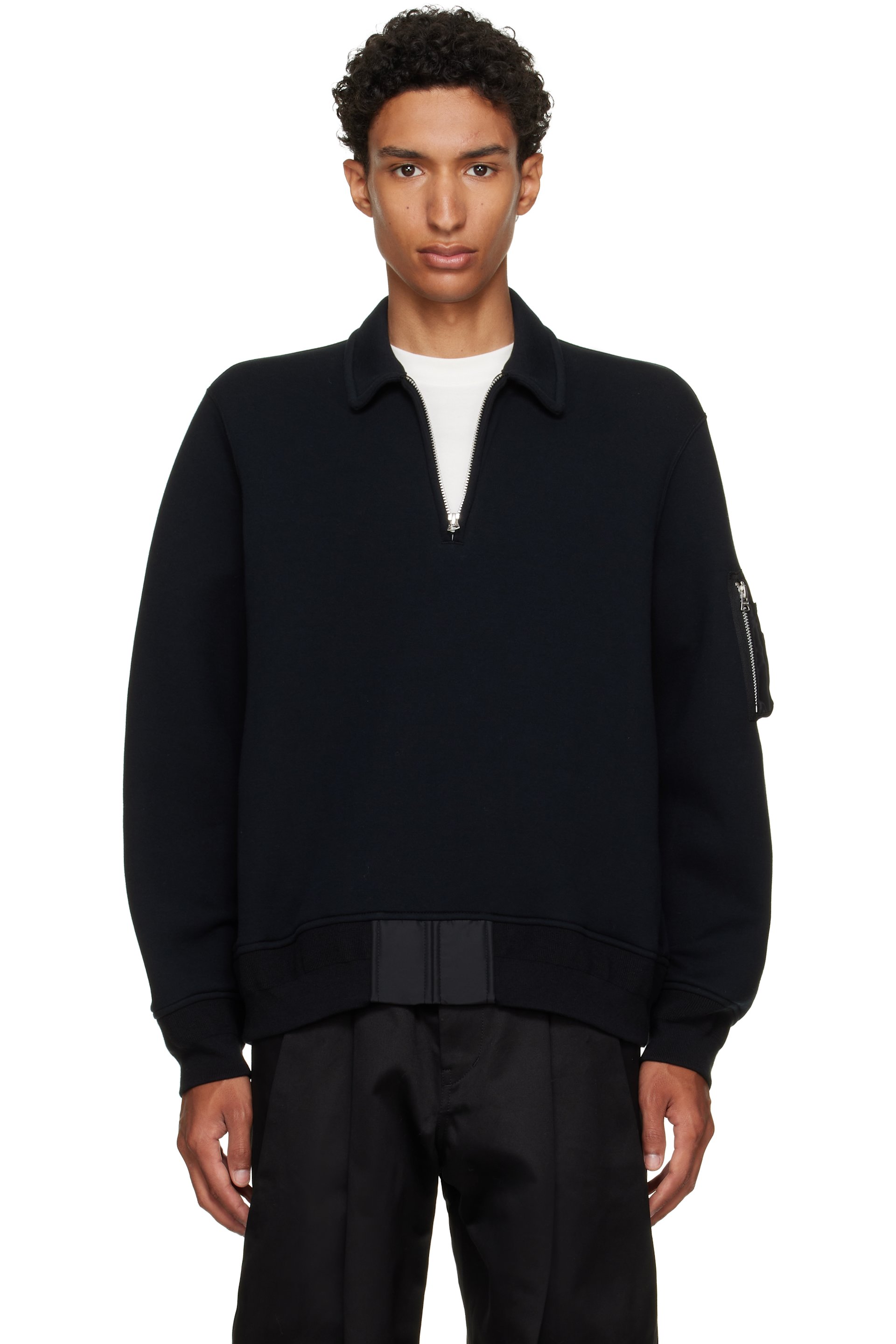 sacai - Black Sponge Sweat Polo