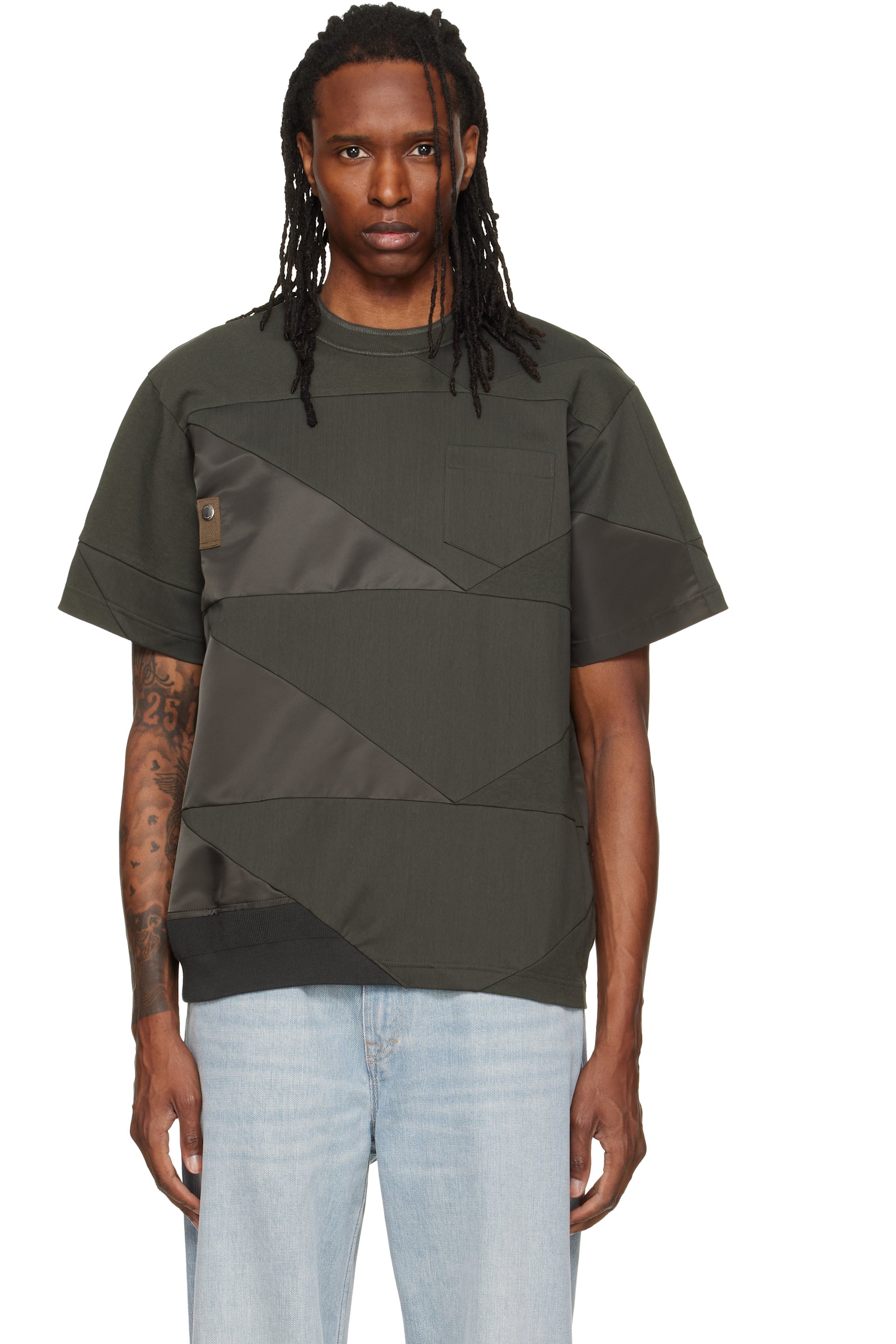 sacai - Khaki A.P.C. Edition Quilts T-shirt