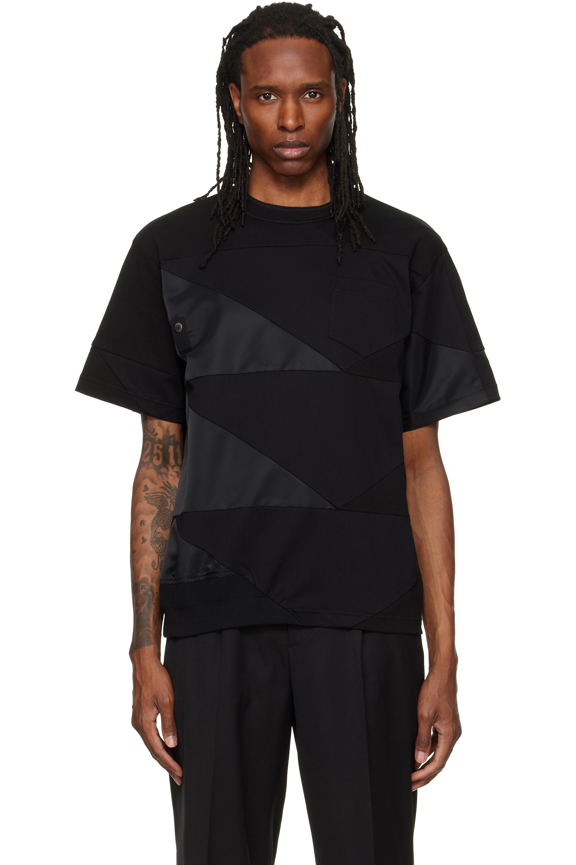 sacai - Black A.P.C. Edition Quilts T-shirt