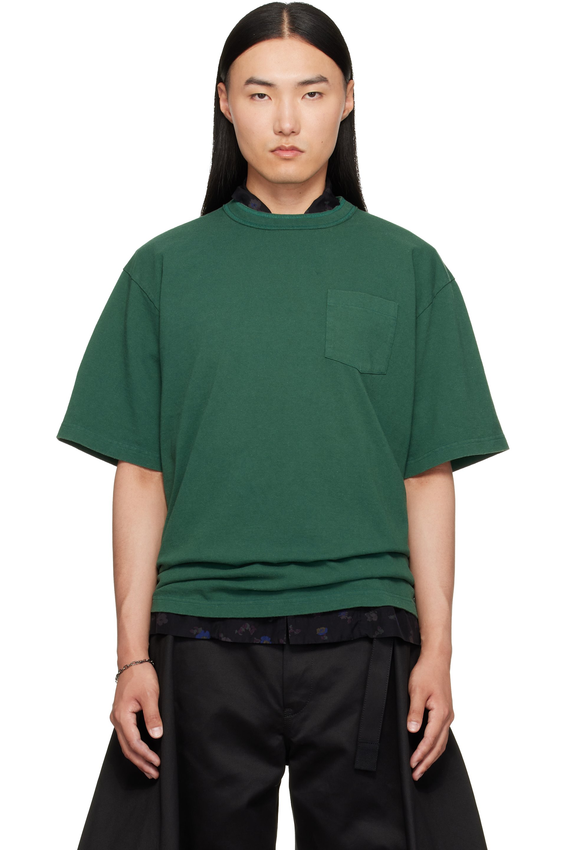 sacai - Green Cotton Jersey T-shirt