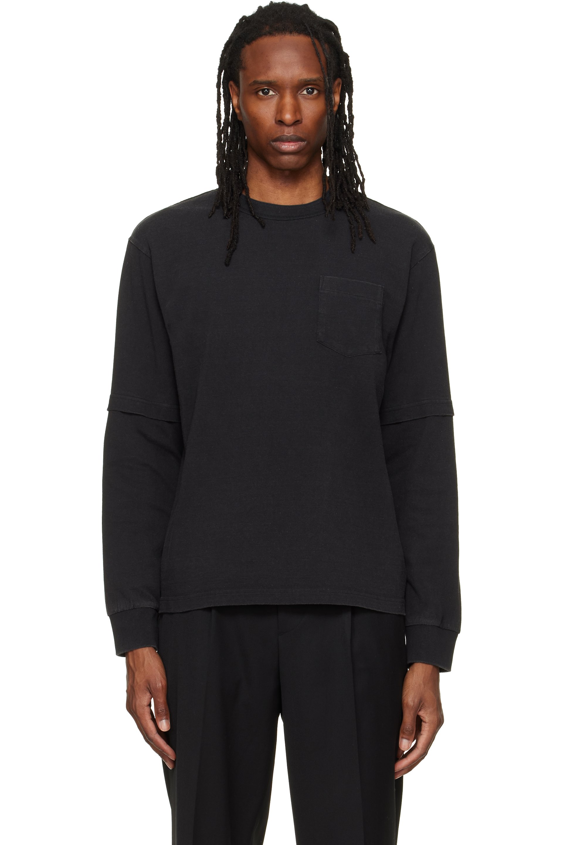 sacai - Black Cotton Jersey Long Sleeve T-shirt