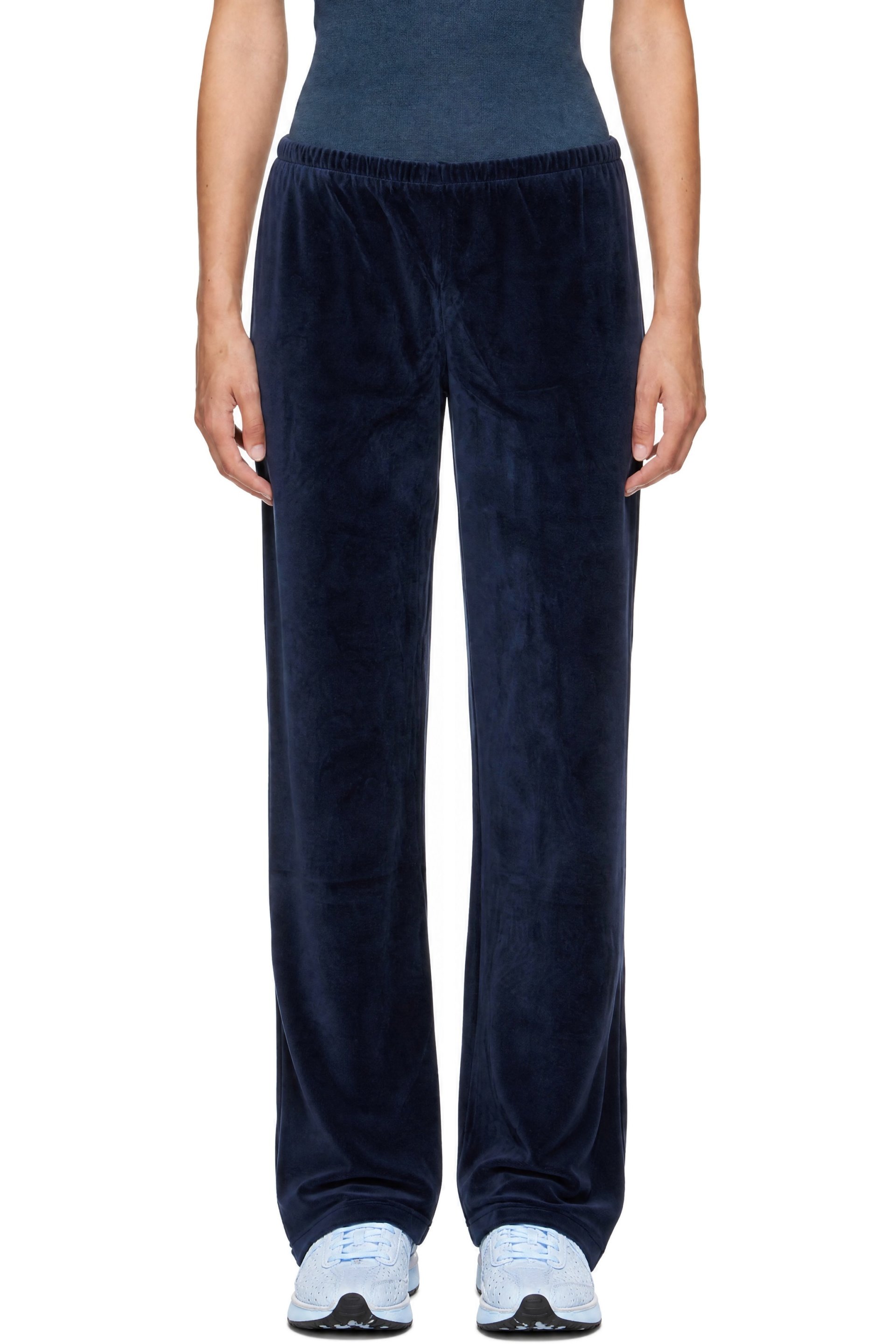 Sporty & Rich - Navy Signature Logo Krystal Track Pants