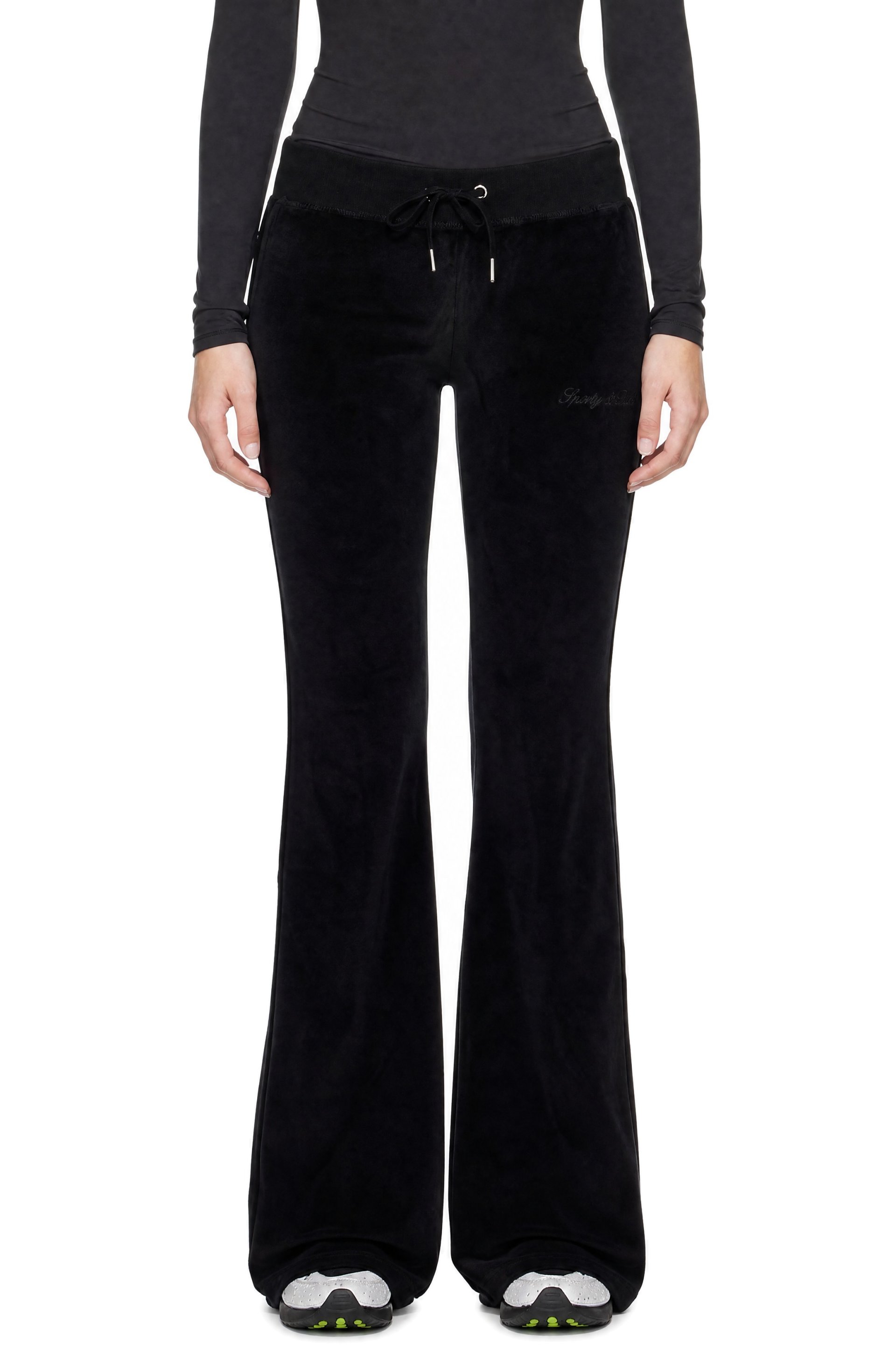 Sporty & Rich - Black Signature Logo Krystal Sweatpants