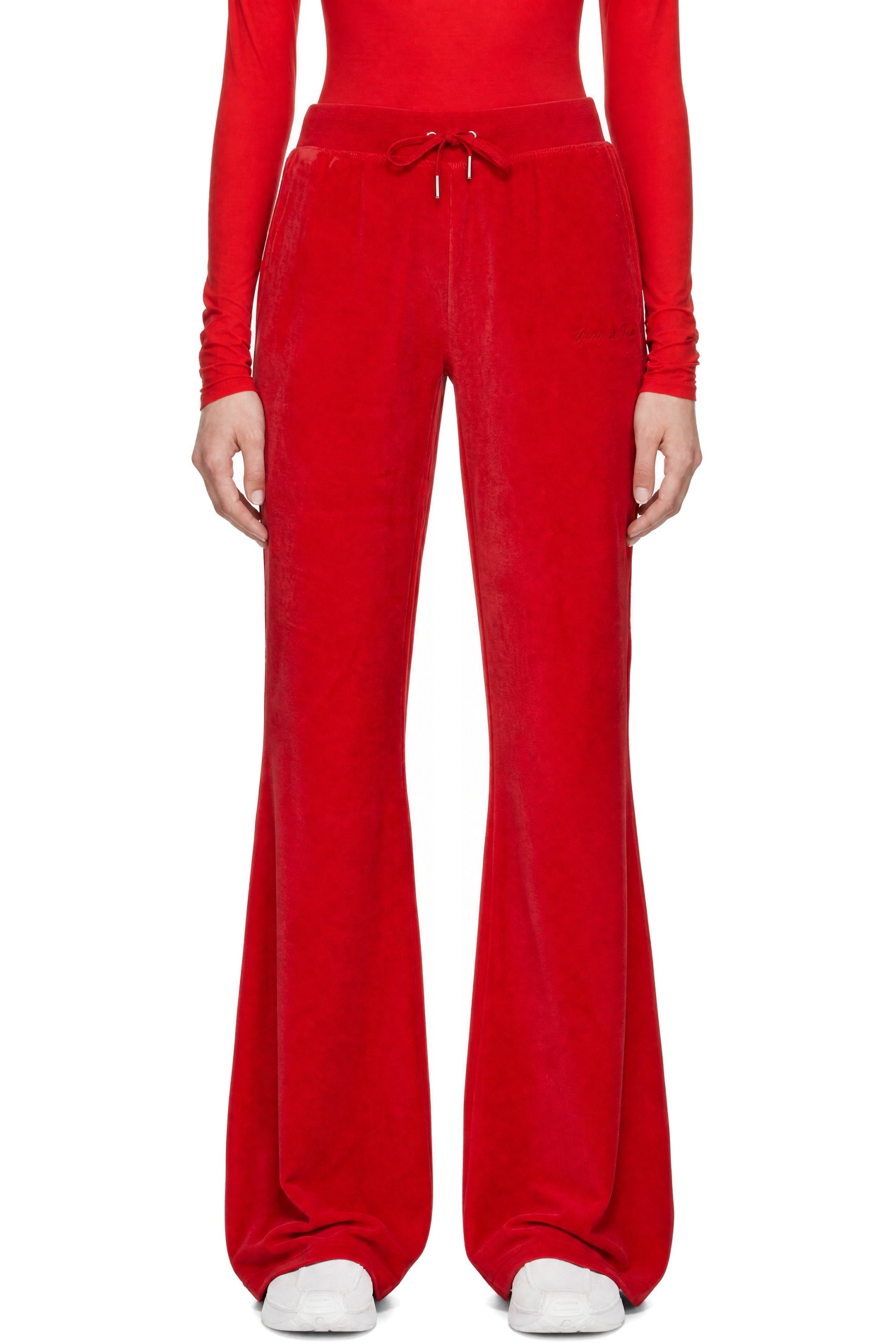 Sporty & Rich - Red Signature Logo Krystal Sweatpants