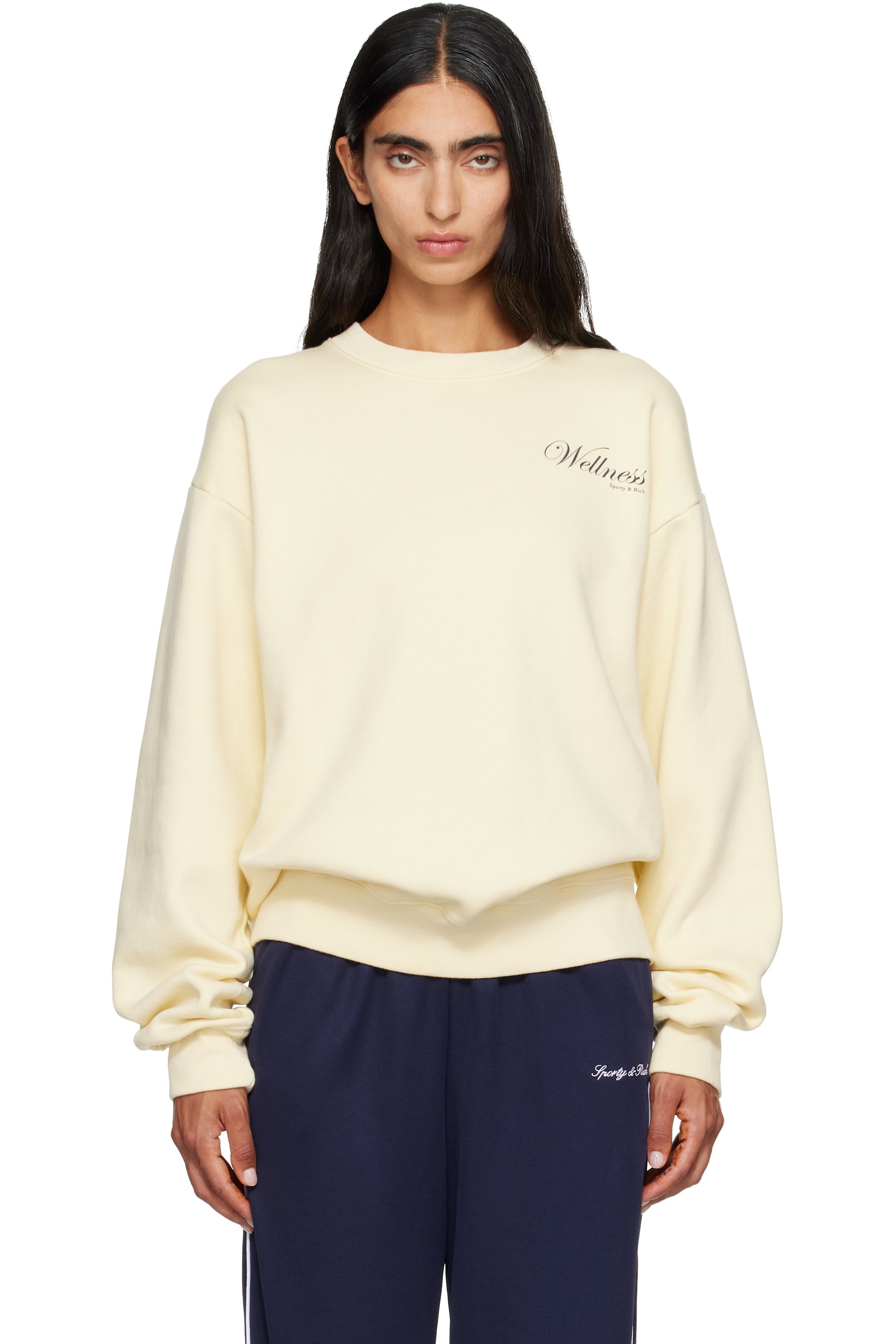 Sporty & Rich - 灰白色 Avenue Crewneck 套头衫