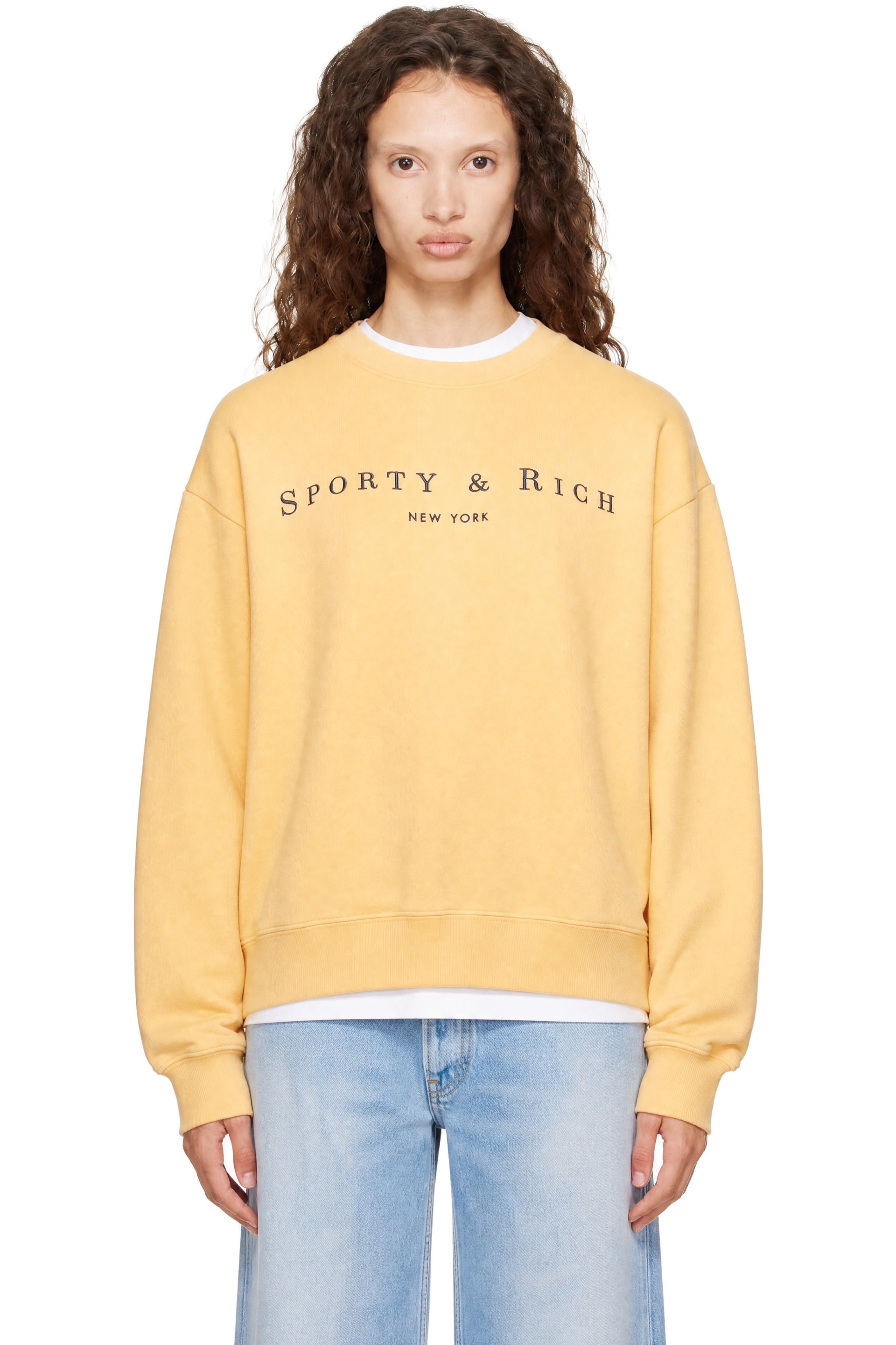 Sporty & Rich - Orange Title Embroidered Crewneck Sweatshirt