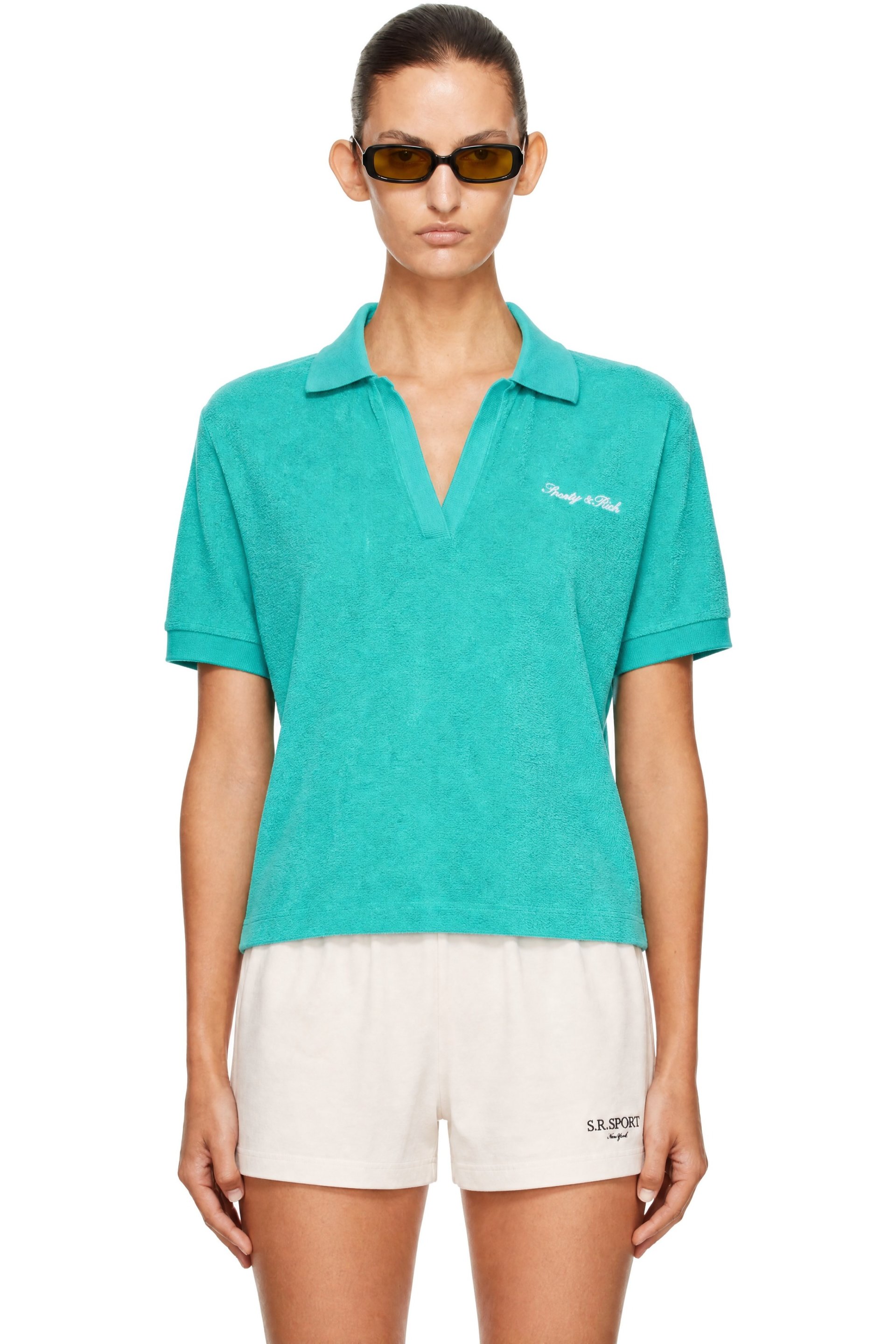 Sporty & Rich - Green Signature Logo Terry Polo