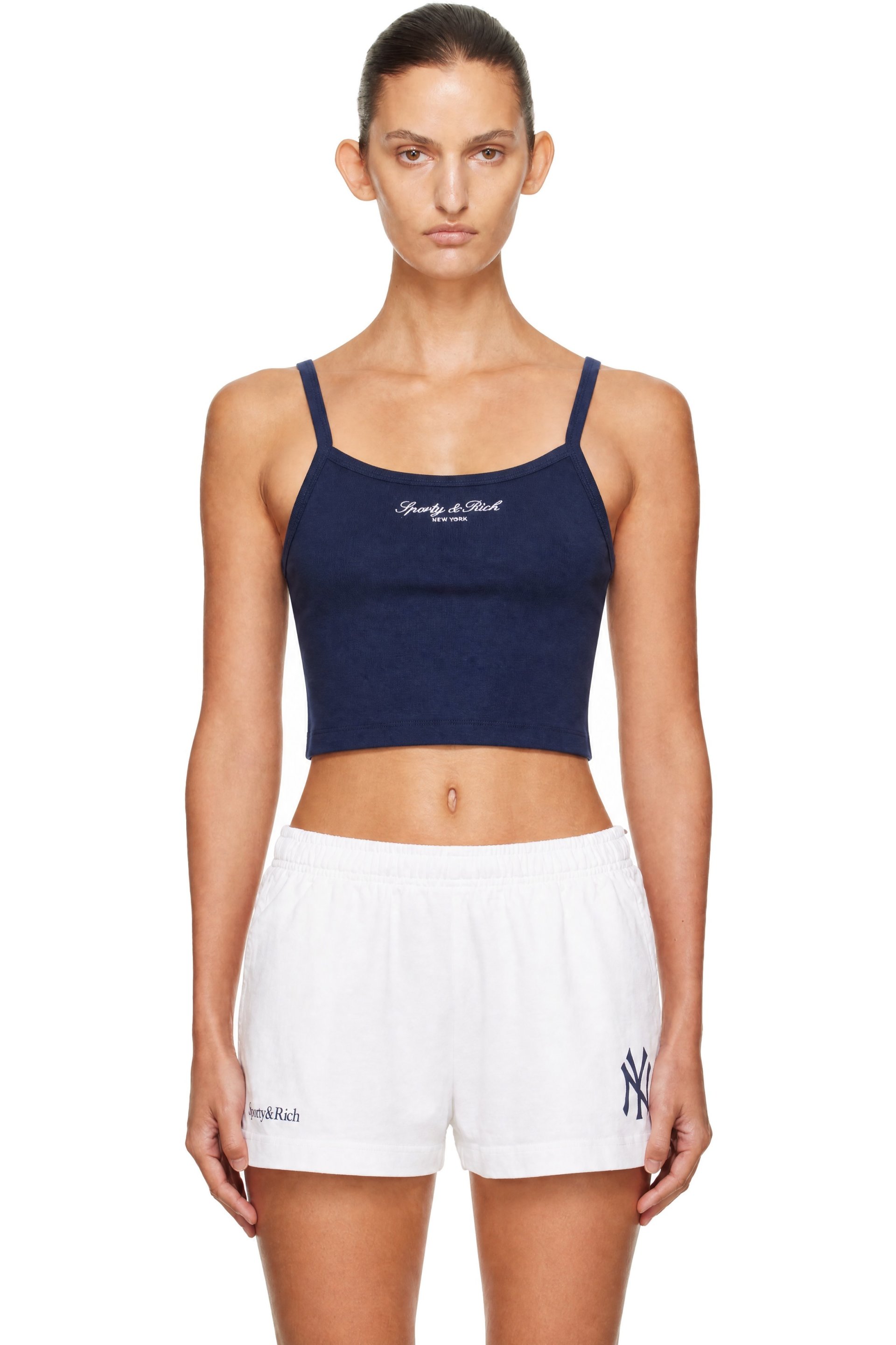 Sporty & Rich - Navy Signature NY Box Tank Top