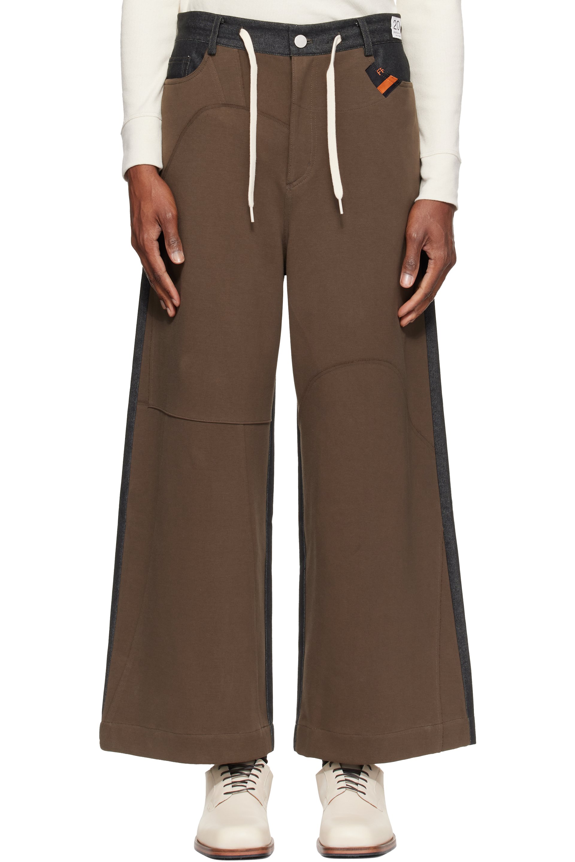 RE;CODE - Khaki & Navy Puzzle-Patched Wide Trousers