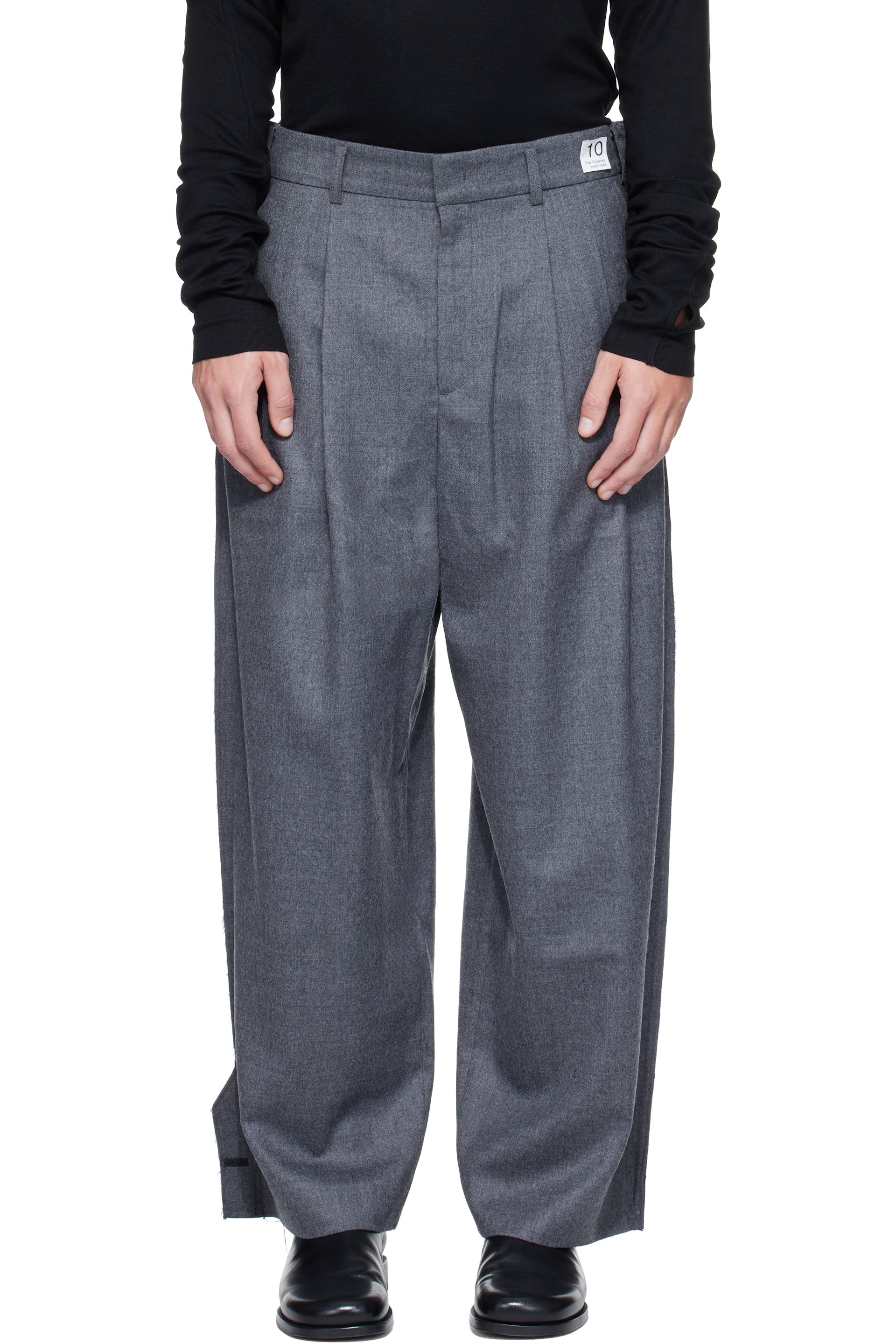 RE;CODE - Gray Jacket-Sleeve Patched Trousers