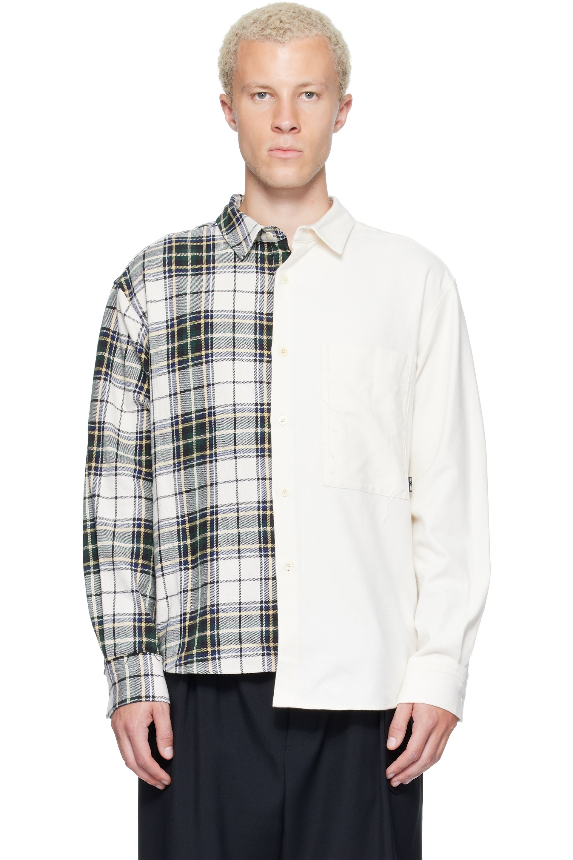 RE;CODE - Off-White Split-Check Shirt