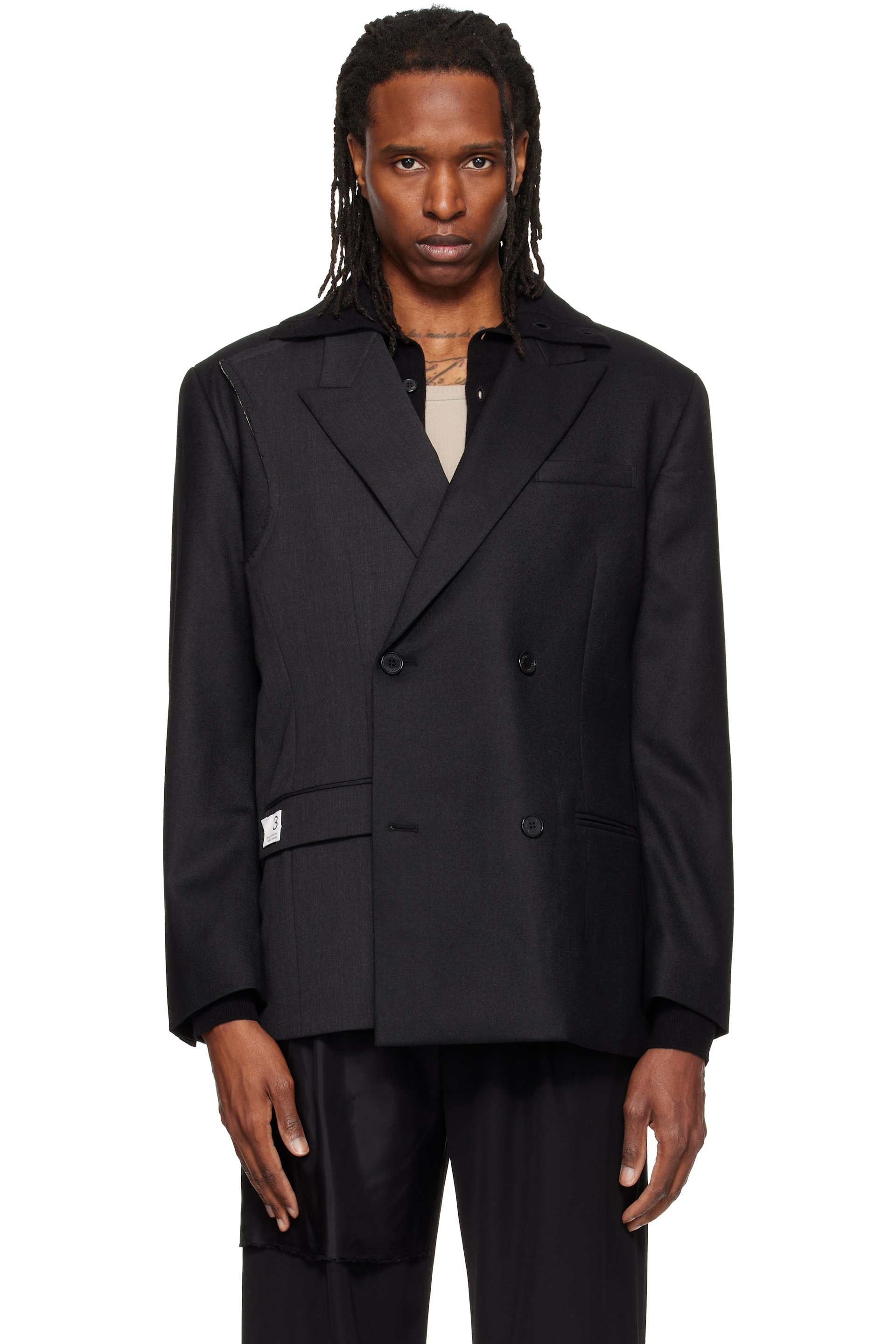 RE;CODE - Gray Jacket-Patched Double Blazer