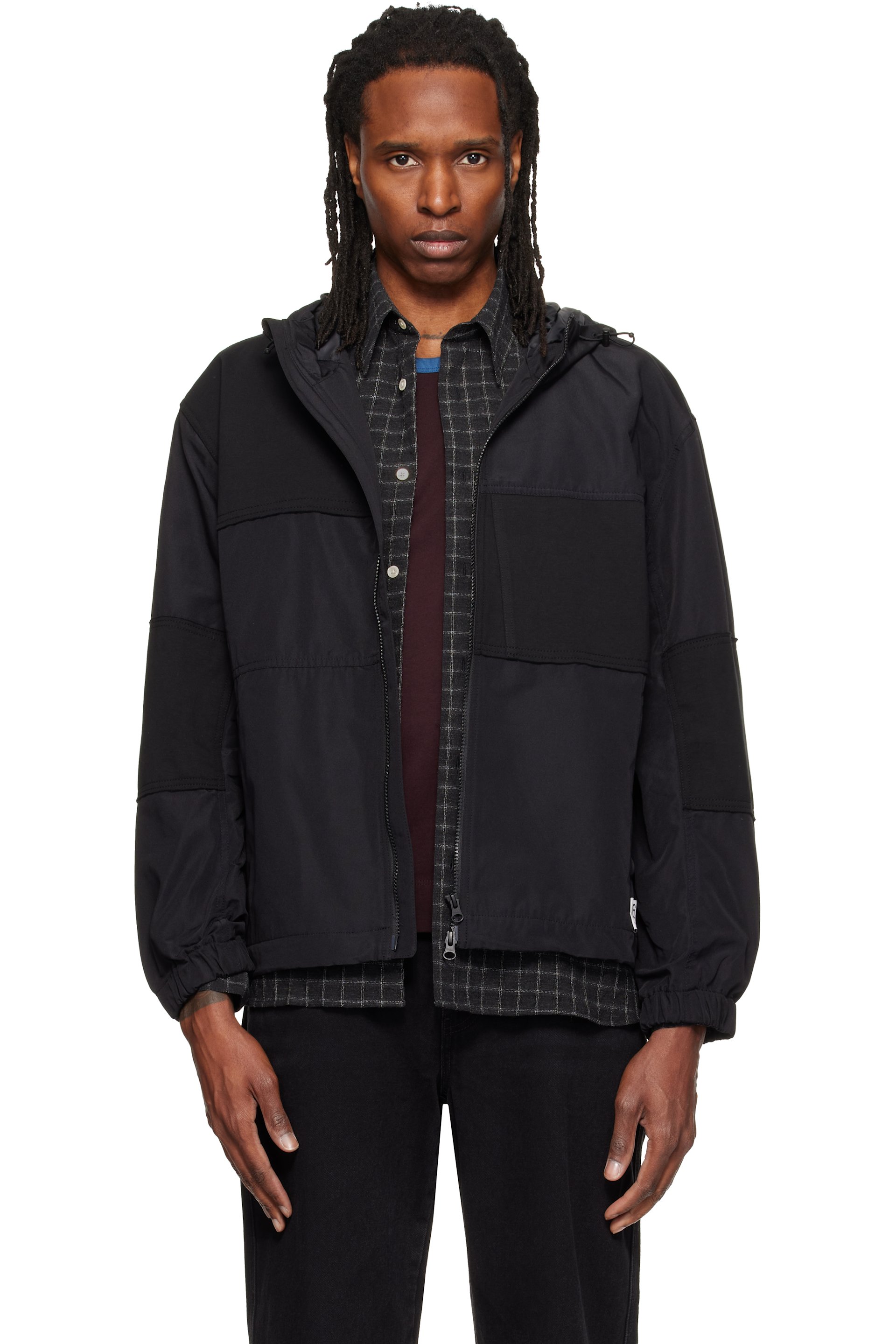RE;CODE - Black Patch-Worked Hoodie Jacket