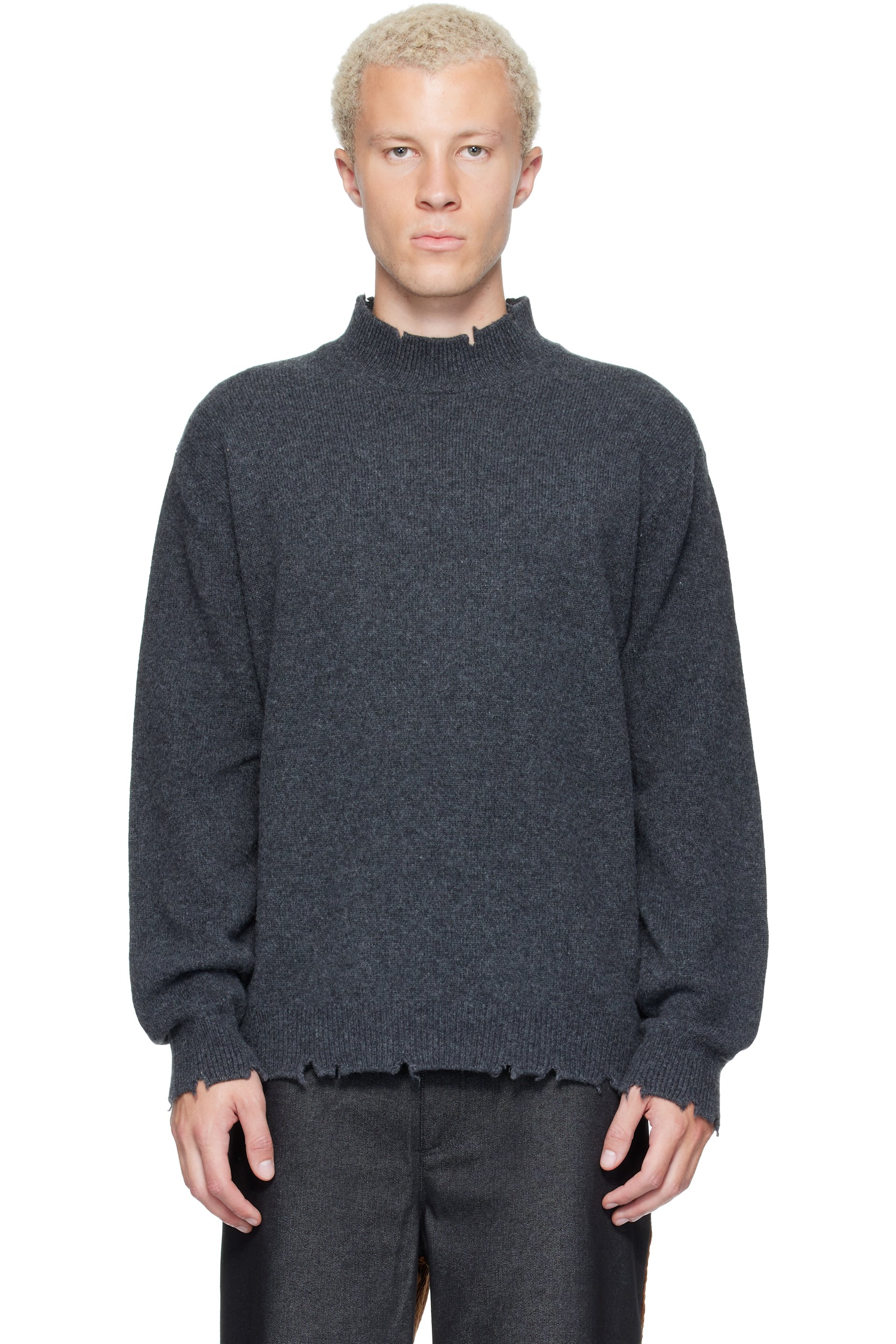 RE;CODE - Gray Distressed Knit Sweater