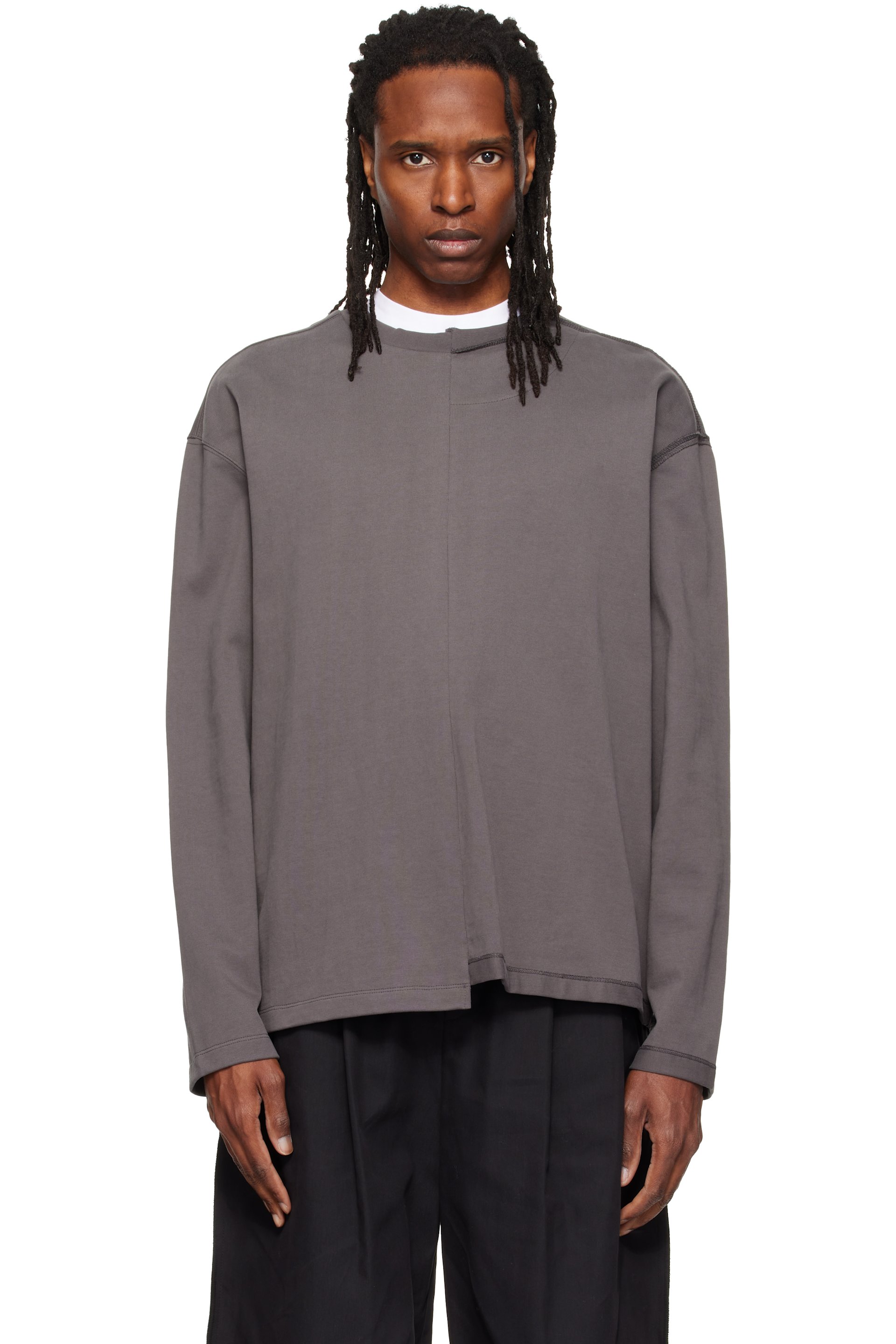 RE;CODE - Gray Split Long Sleeve T-shirt
