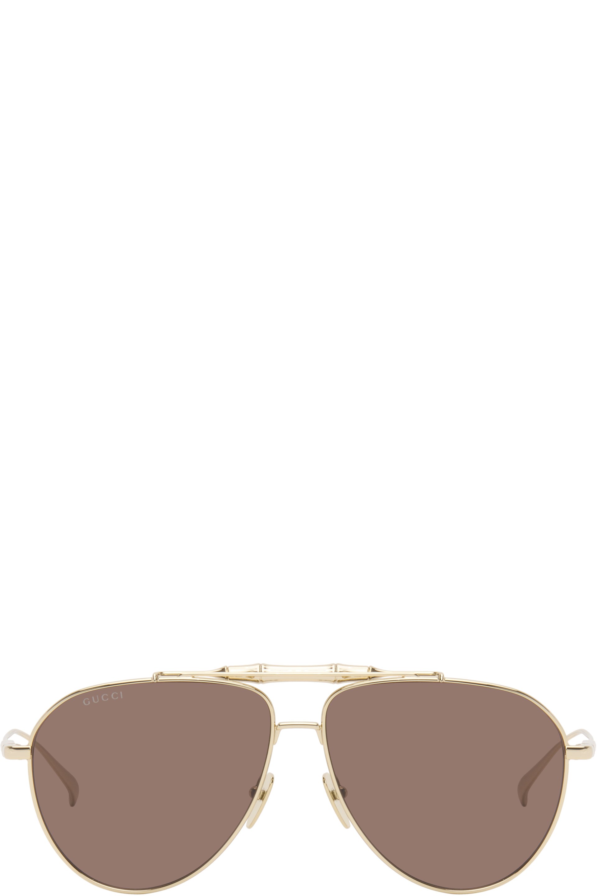 Gucci - Lunettes de soleil Bamboo dorées en métal