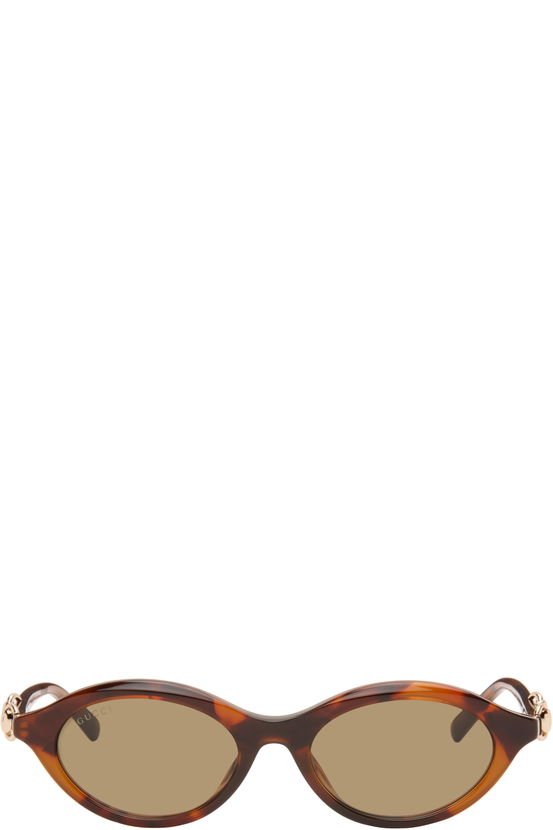 Gucci - Brown Oval-Frame Sunglasses