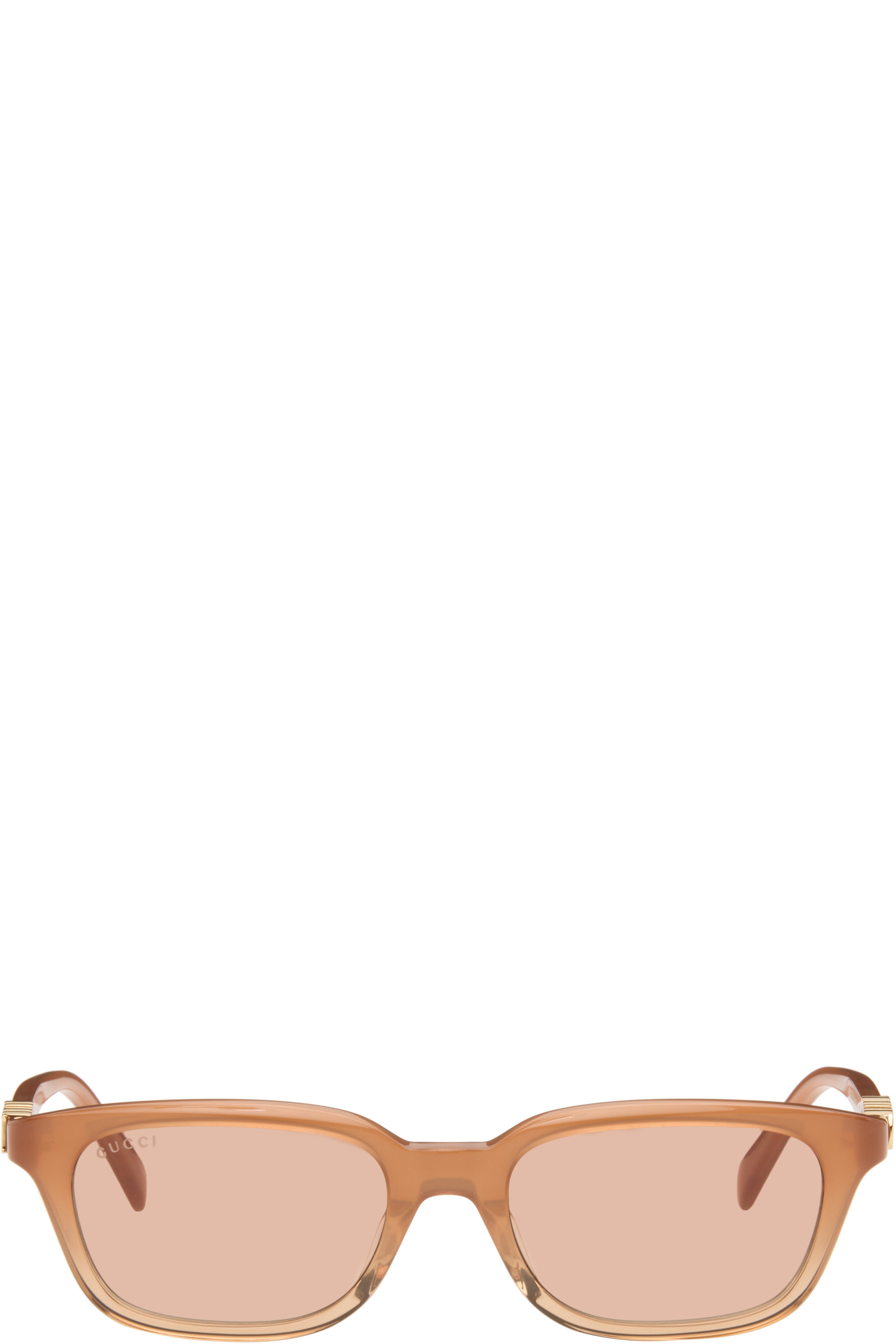 Gucci - Brown Rectangular-Frame Sunglasses