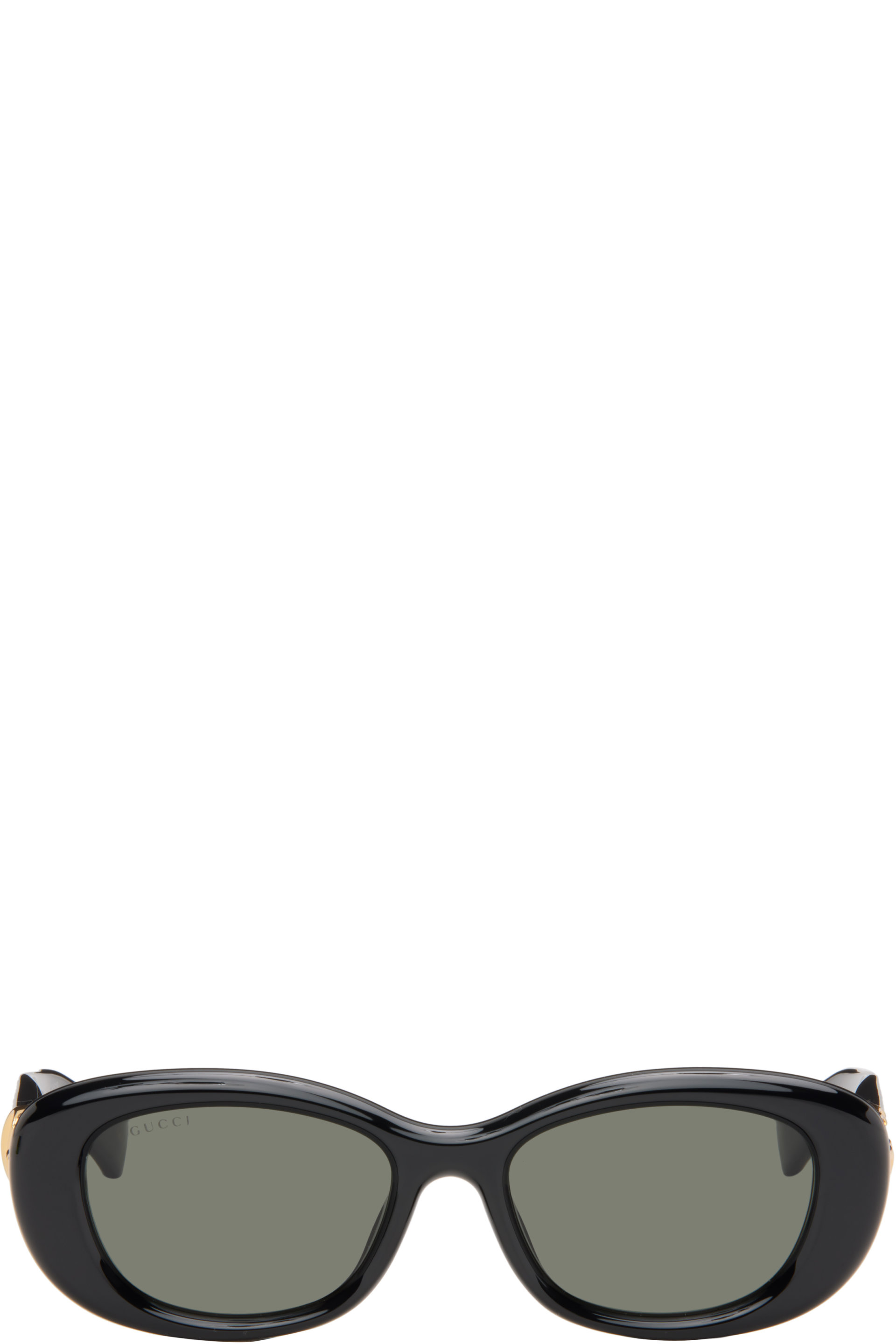Gucci - Black GG Oval Sunglasses