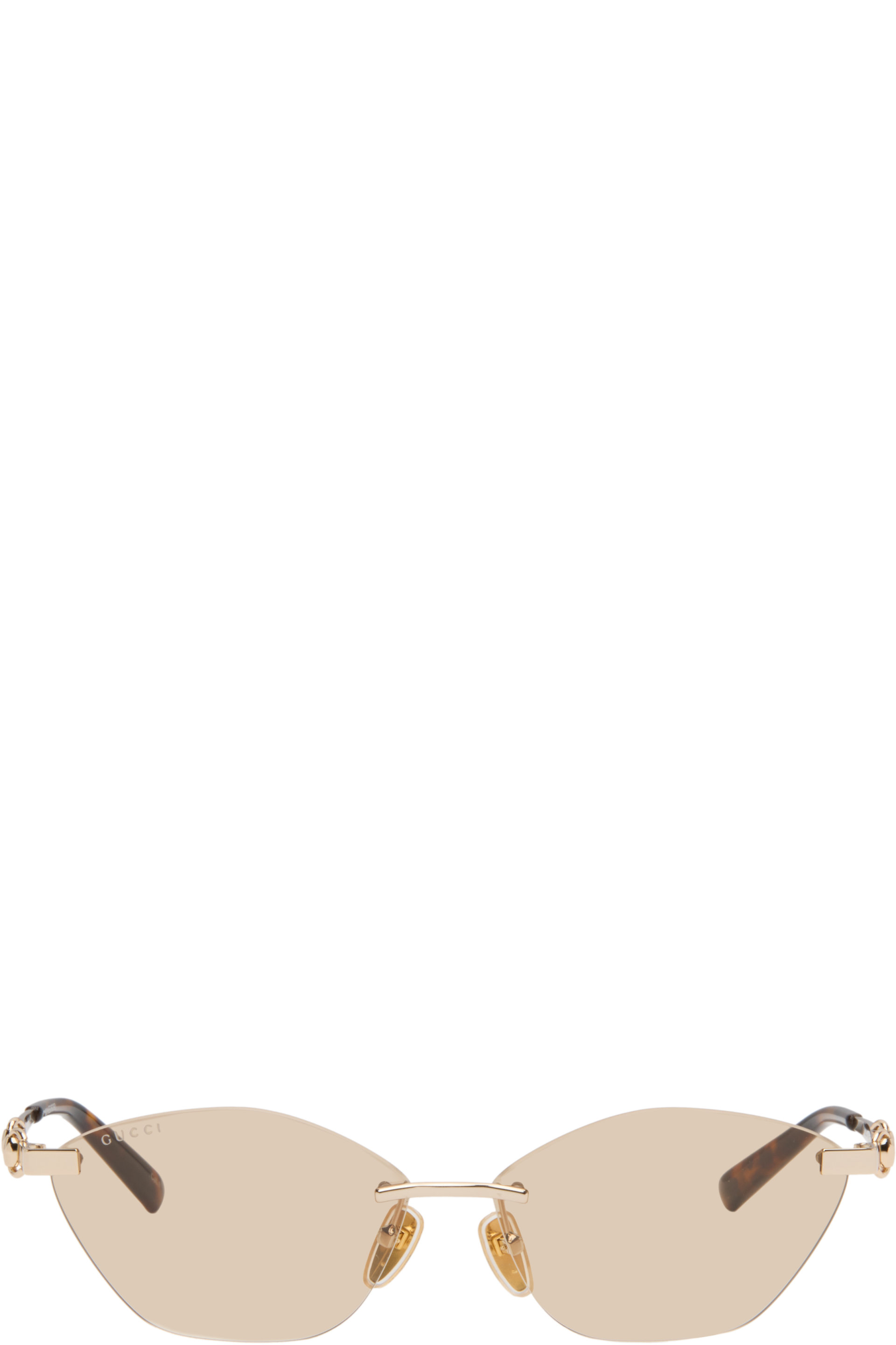 Gucci - Gold & Off-White Through Horsebit Sunglasses