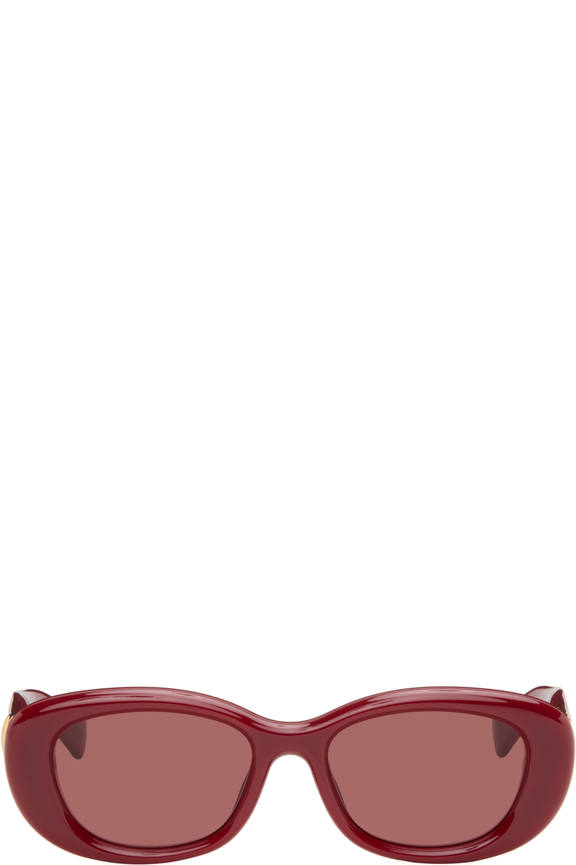 Gucci - Burgundy GG Oval Sunglasses