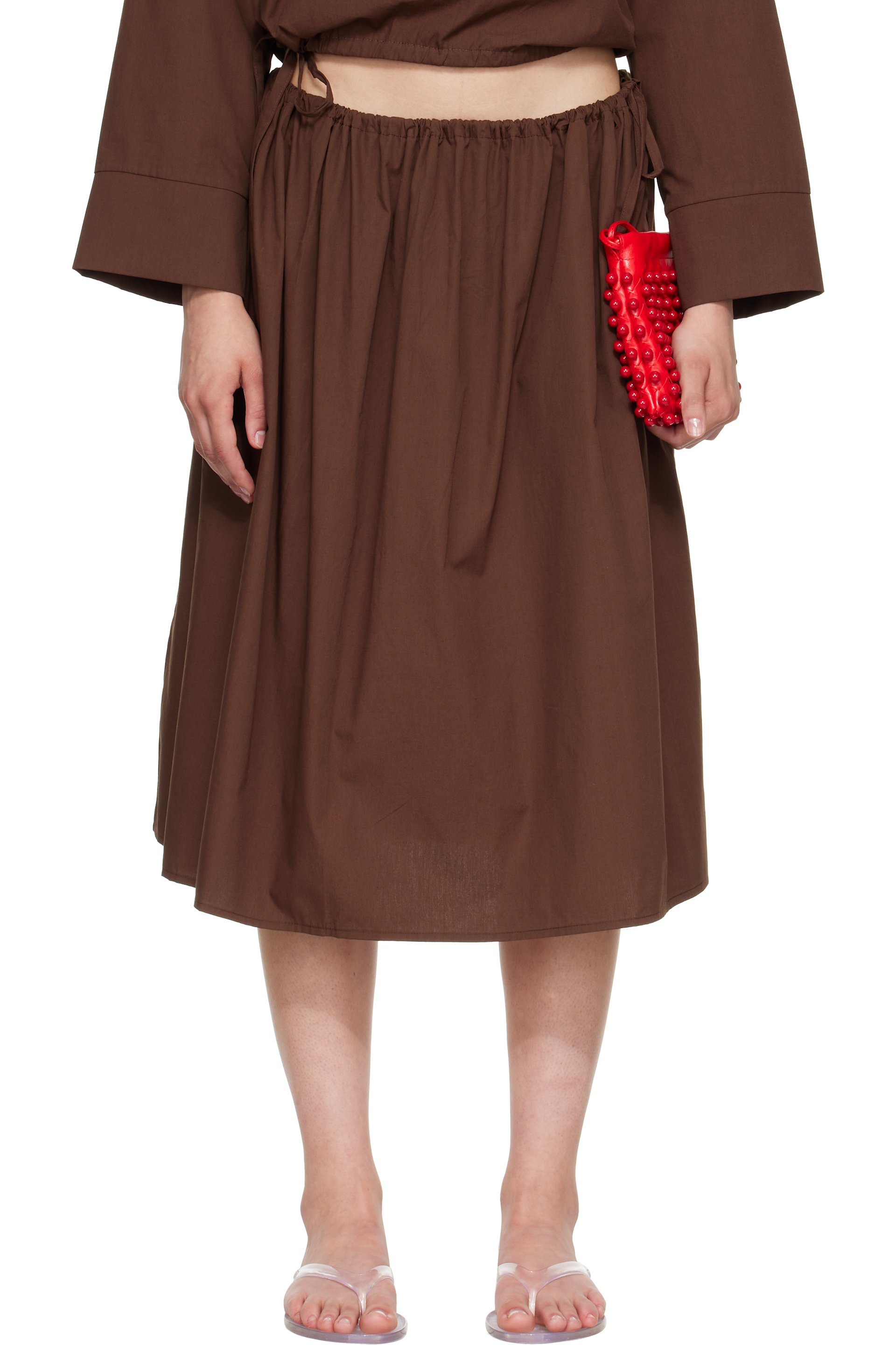 Brooke Callahan - Brown Tie Midi Skirt