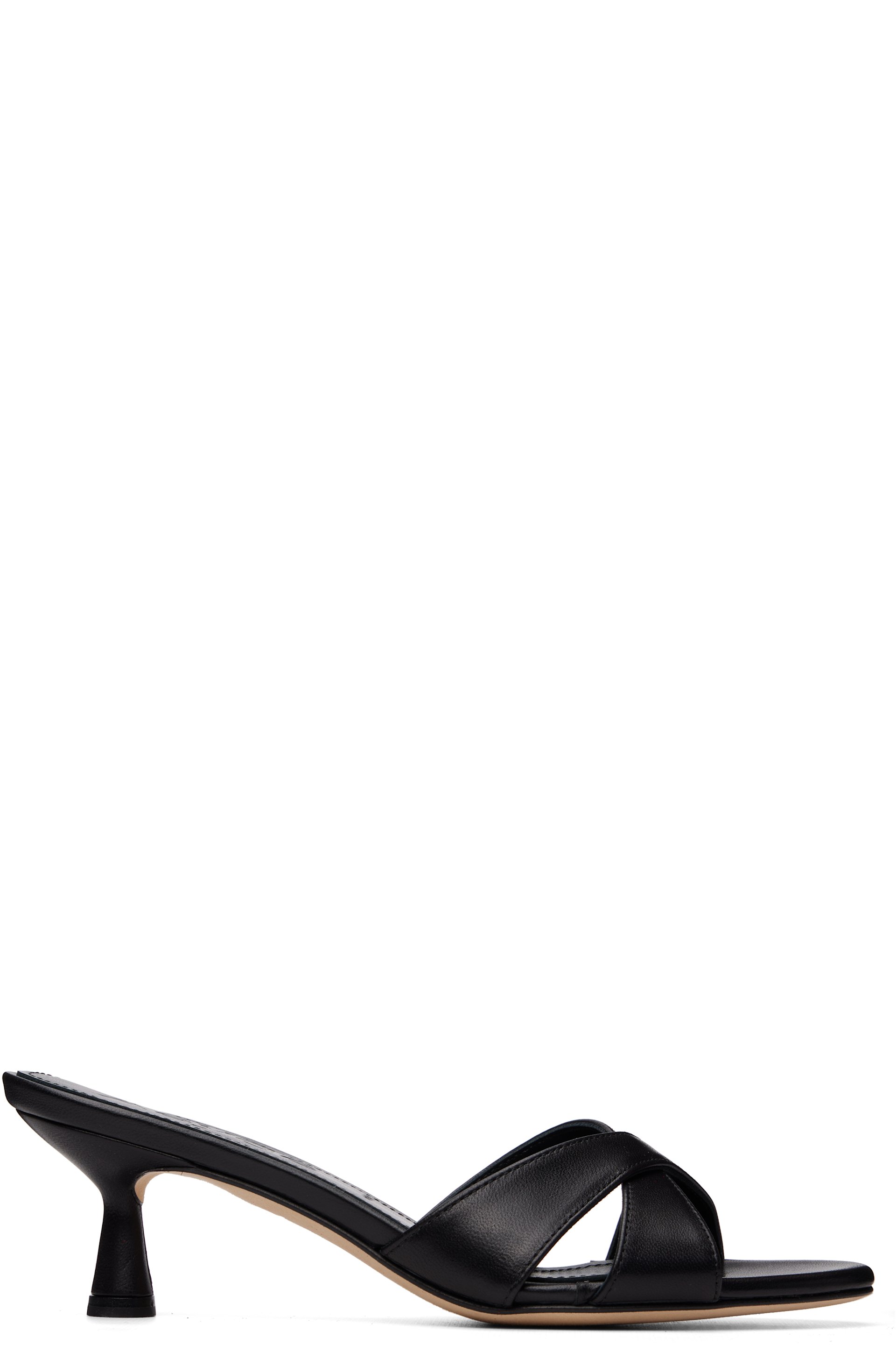 Aeyde - Black Vero Leather Mule Heeled Sandals