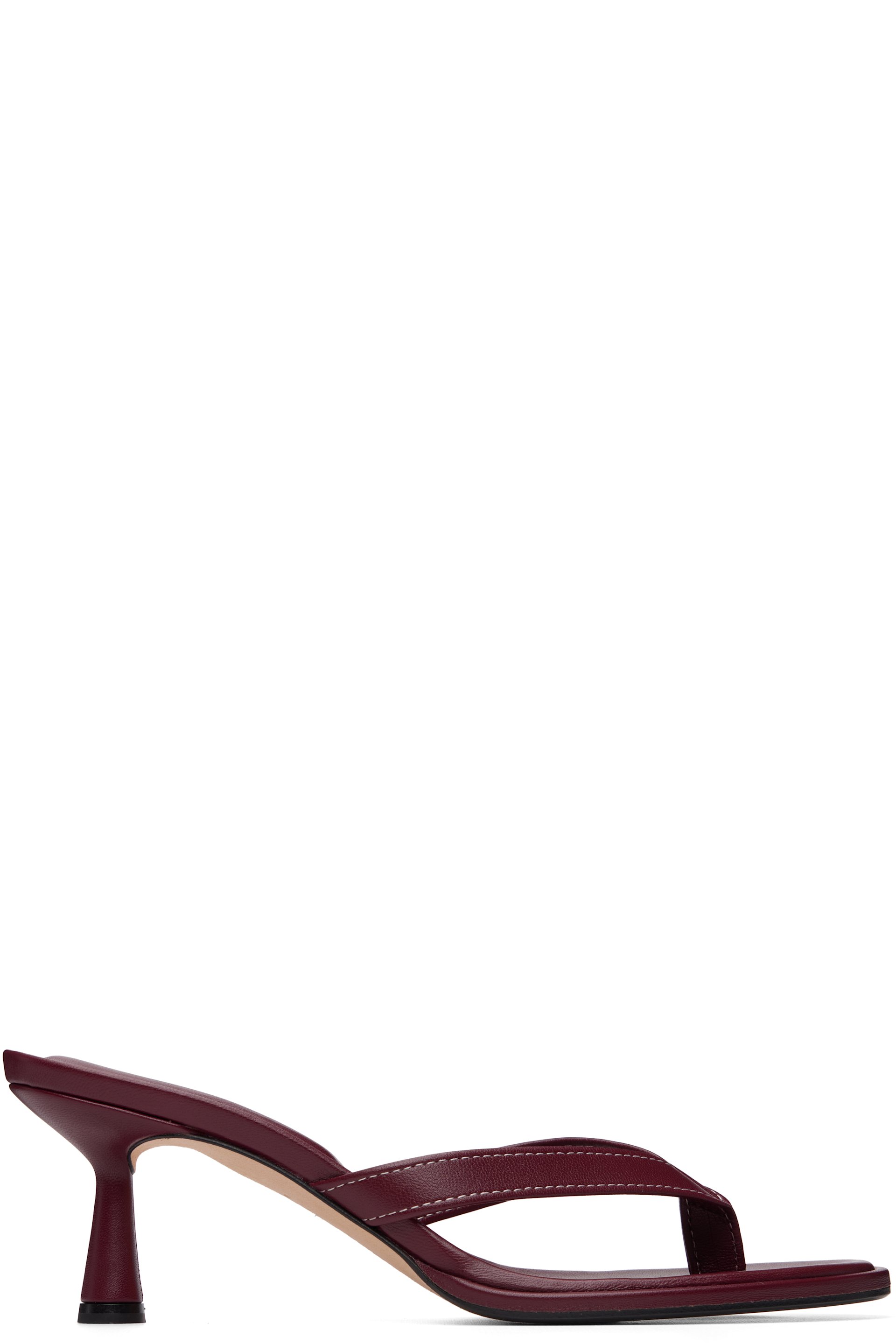 Aeyde - Burgundy Daphne Leather Thong Heeled Sandals
