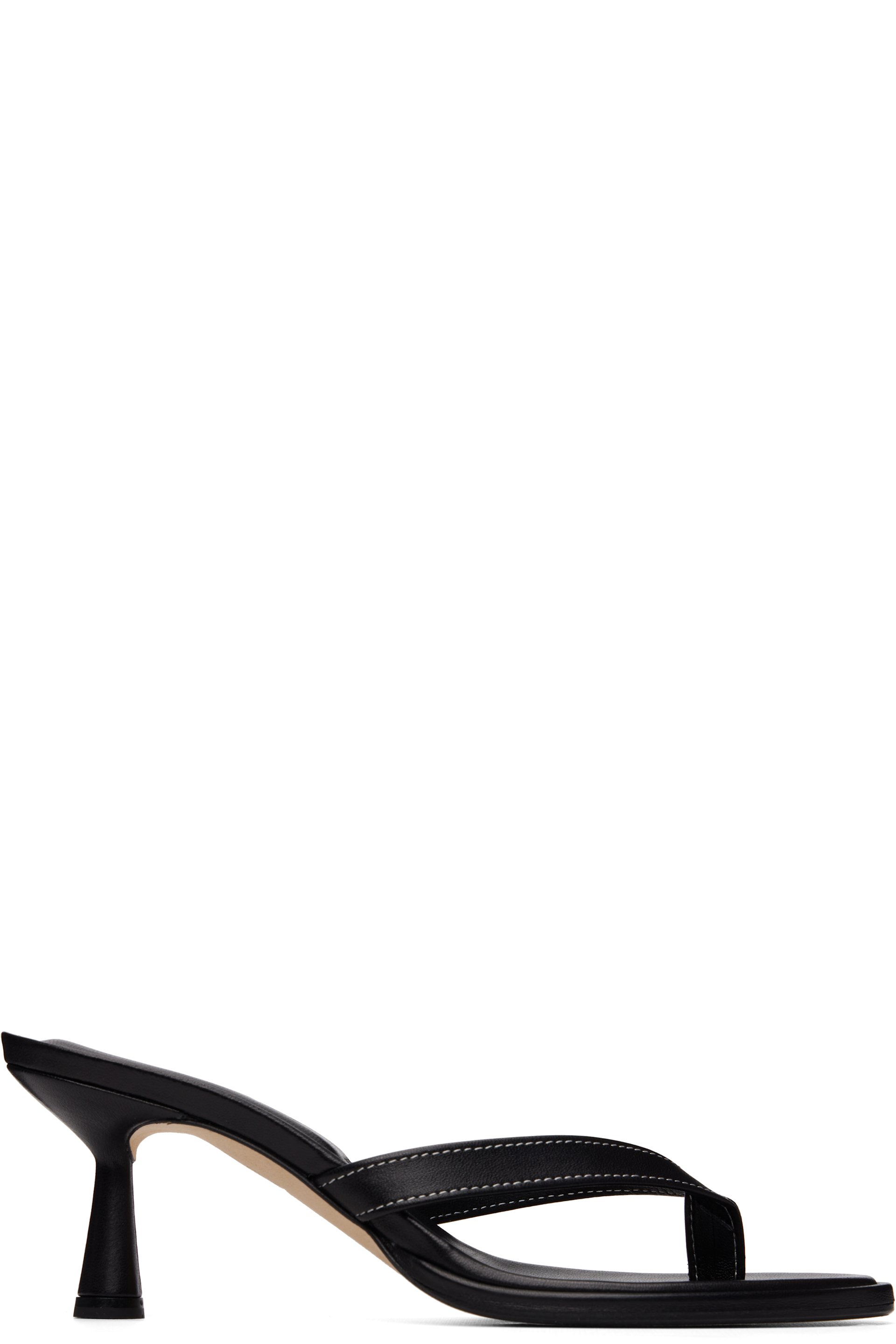 Aeyde - Black Daphne Leather Thong Heeled Sandals